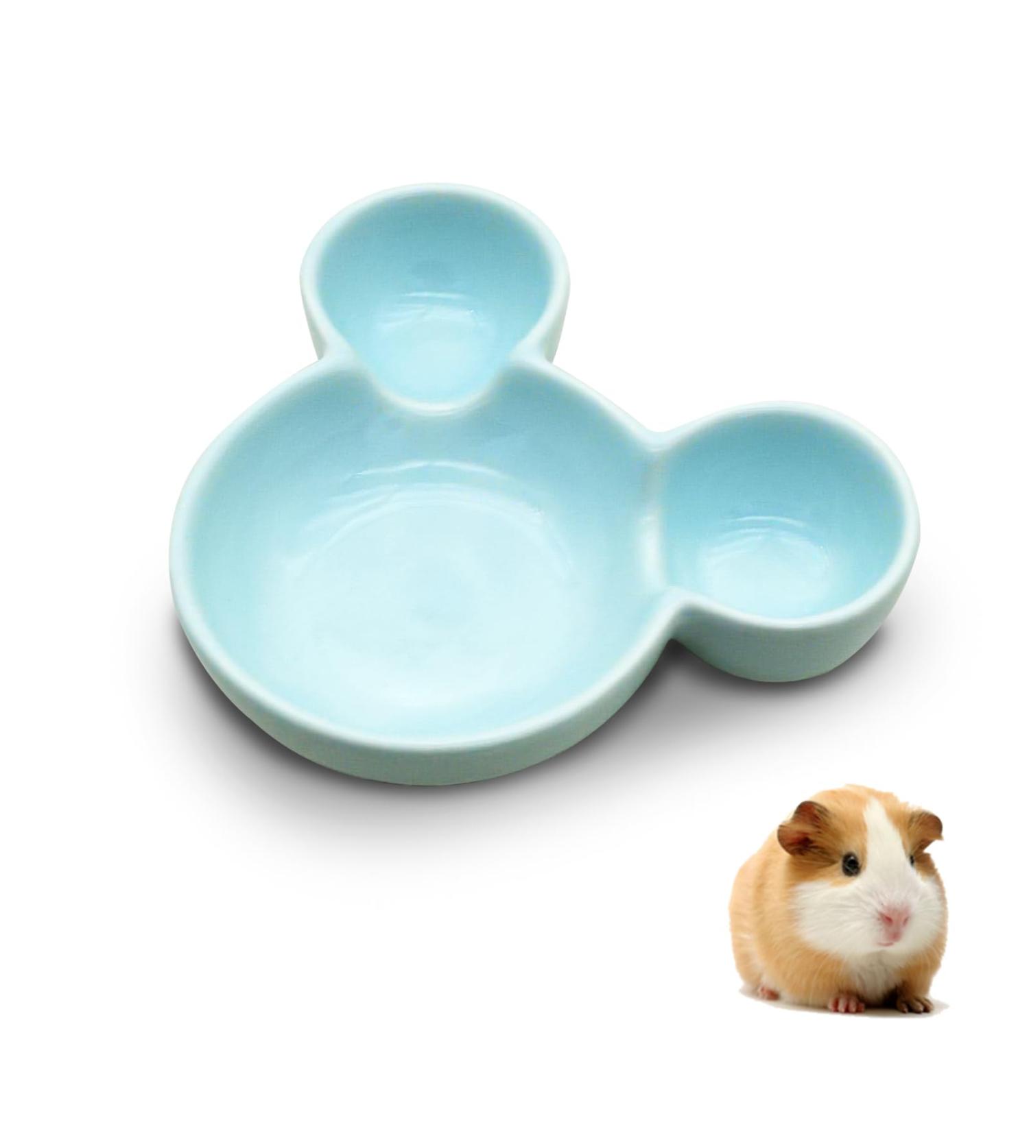 Cute Mouse-shaped Ceramic Hamster Food Bowl - Easy to Clean Guinea Pig Feeding Dish for Small Animals - Ideal for Hedgehogs, Squirrels, Rodents, and Sugar Gliders - Blue - Buy Online on GoSupps.com