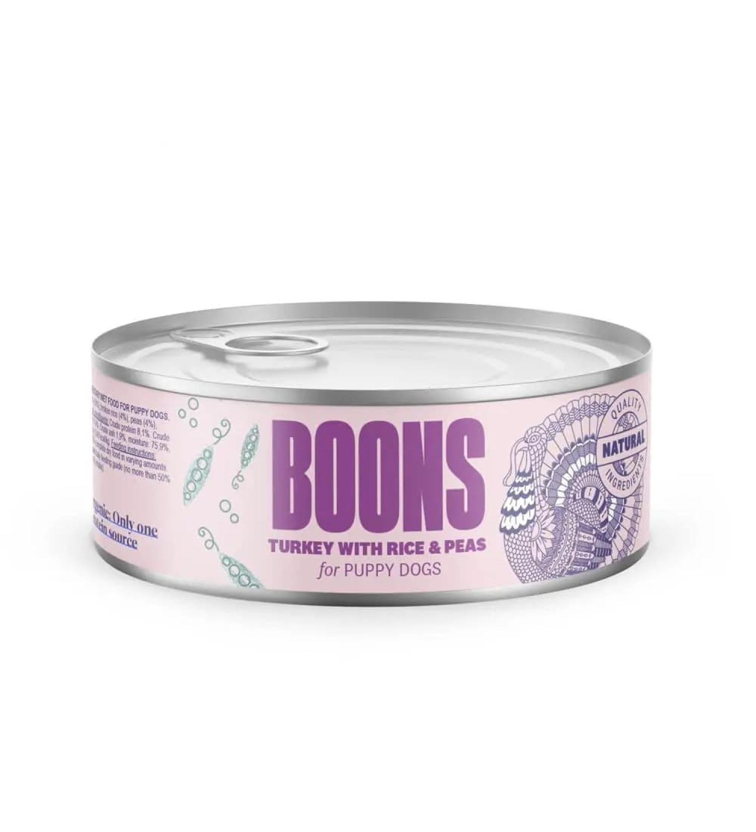 BOONS Puppy dog Turkey rice peas 10X 185GR can