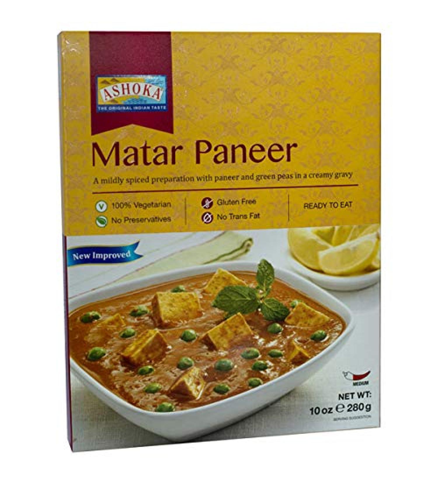 Ashoka Heat and Eat/Ready Meals- Matar Paneer- 280 g (lot de 5)