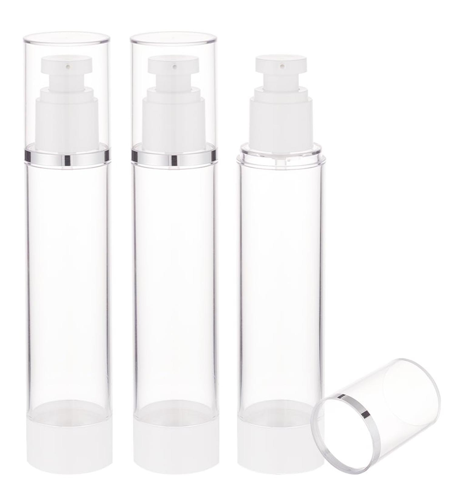 Benecreate 3-Piece Airless Pump Foundation Container Set 120ml Refillable White Plastic Bottles for Lotion Shampoo & Makeup - Perfect Travel Size - Buy Online on GoSupps.com