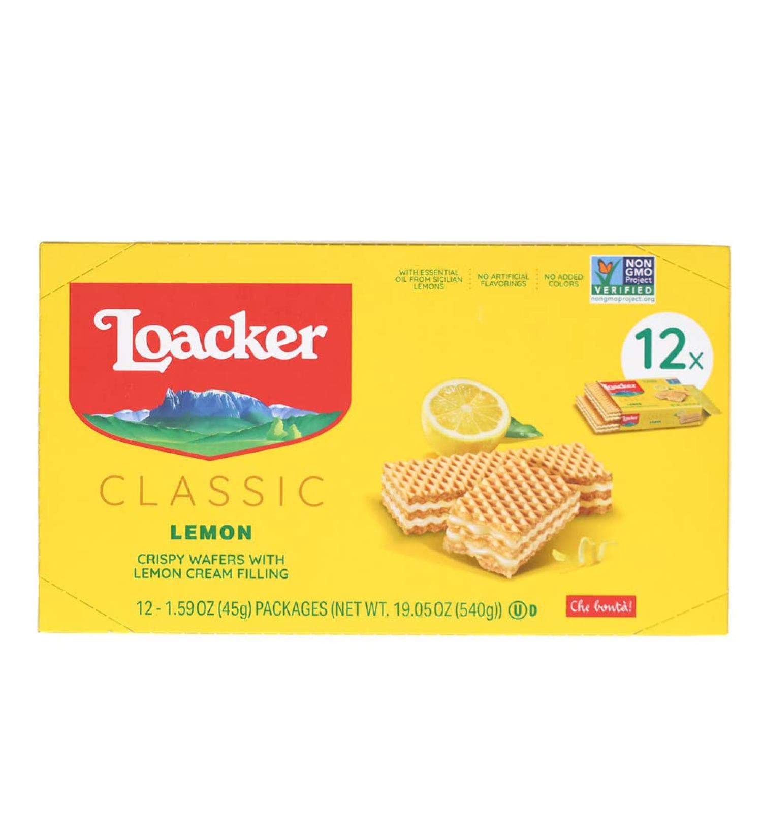 Loacker Premium Lemon Wafer Cookies - 12 Pack | Crispy Wafer Fingers with Italian Lemon Creme, Non-GMO | Perfect Lunchbox & Tea Break Snack - 19.05 oz - Buy Online on GoSupps.com