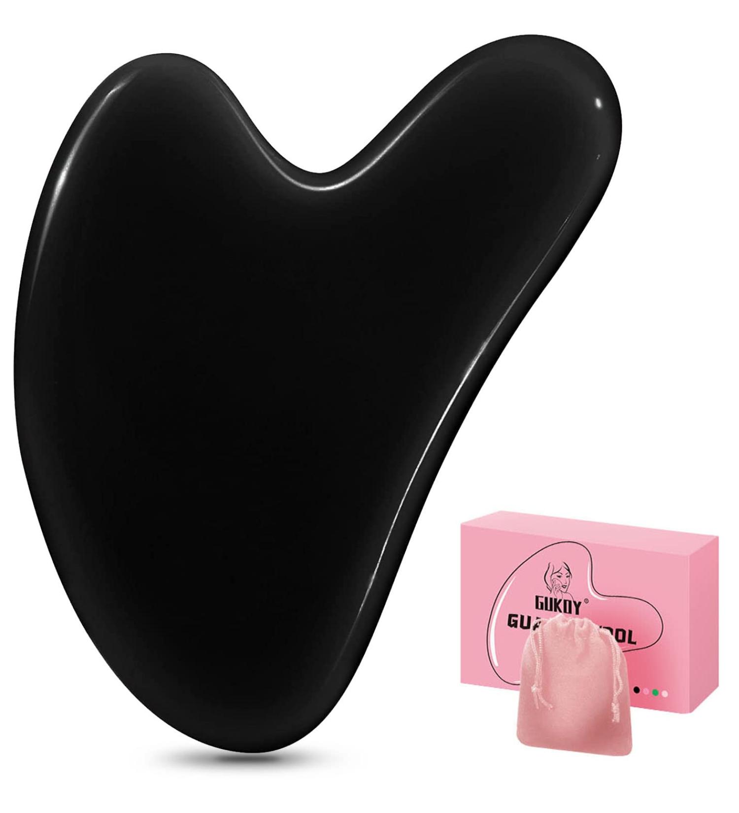 Heart Shape Black Gua Sha Stones for Facial Massage - Jade Guasha Board Tool for Skin Care Beauty & Muscle Relaxation - Buy Online on GoSupps.com