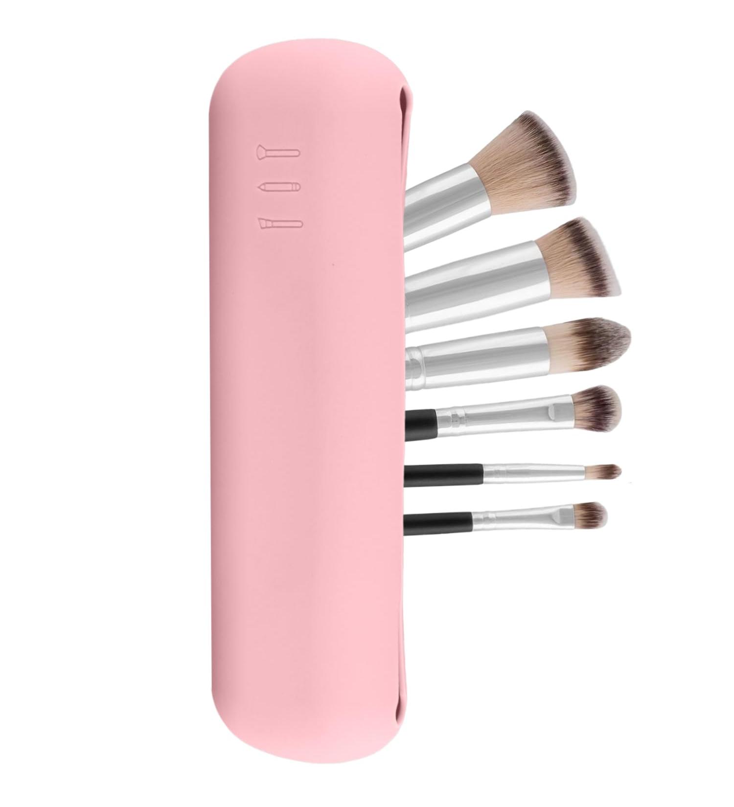 Silicone Makeup Brushes Case - Stylish Pink Organizer for Travel & Storage - International Shipping Available - Buy Online on GoSupps.com