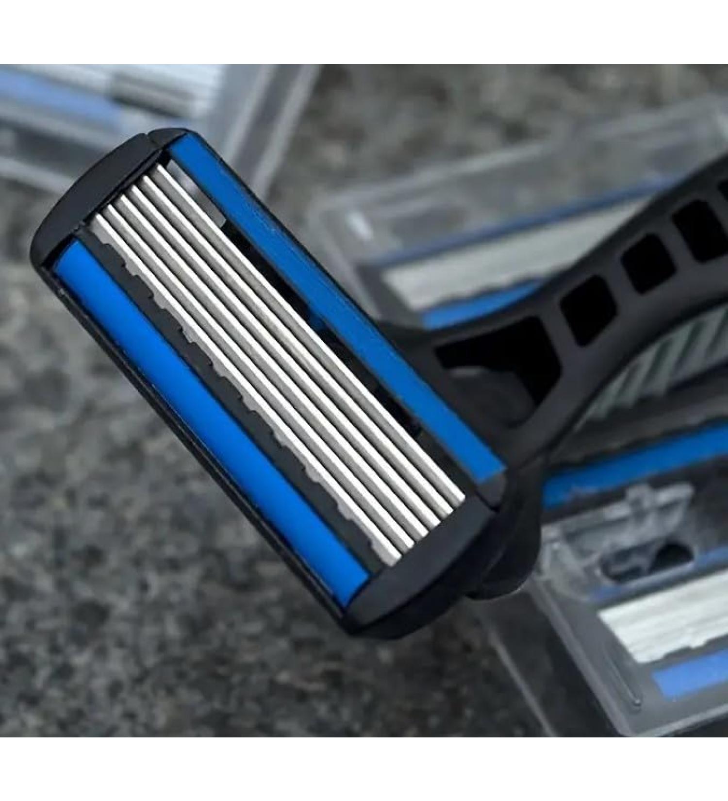 Generic Men's Safety Razor Set - 6-Layer Stainless Steel Blades & Interchangeable Heads - Ultimate Shaving Tool (1 Handle & 12 Blades) - International Shipping Available - Buy Online on GoSupps.com