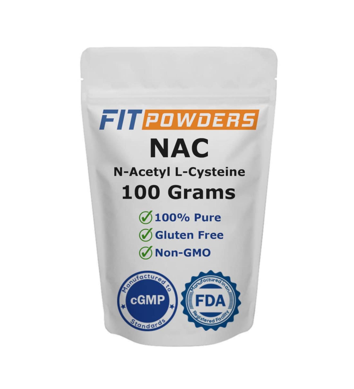 FitPowders N-Acetyl L-Cysteine (NAC) Powder 100g with Scoop - Premium Quality - Buy Online on GoSupps.com