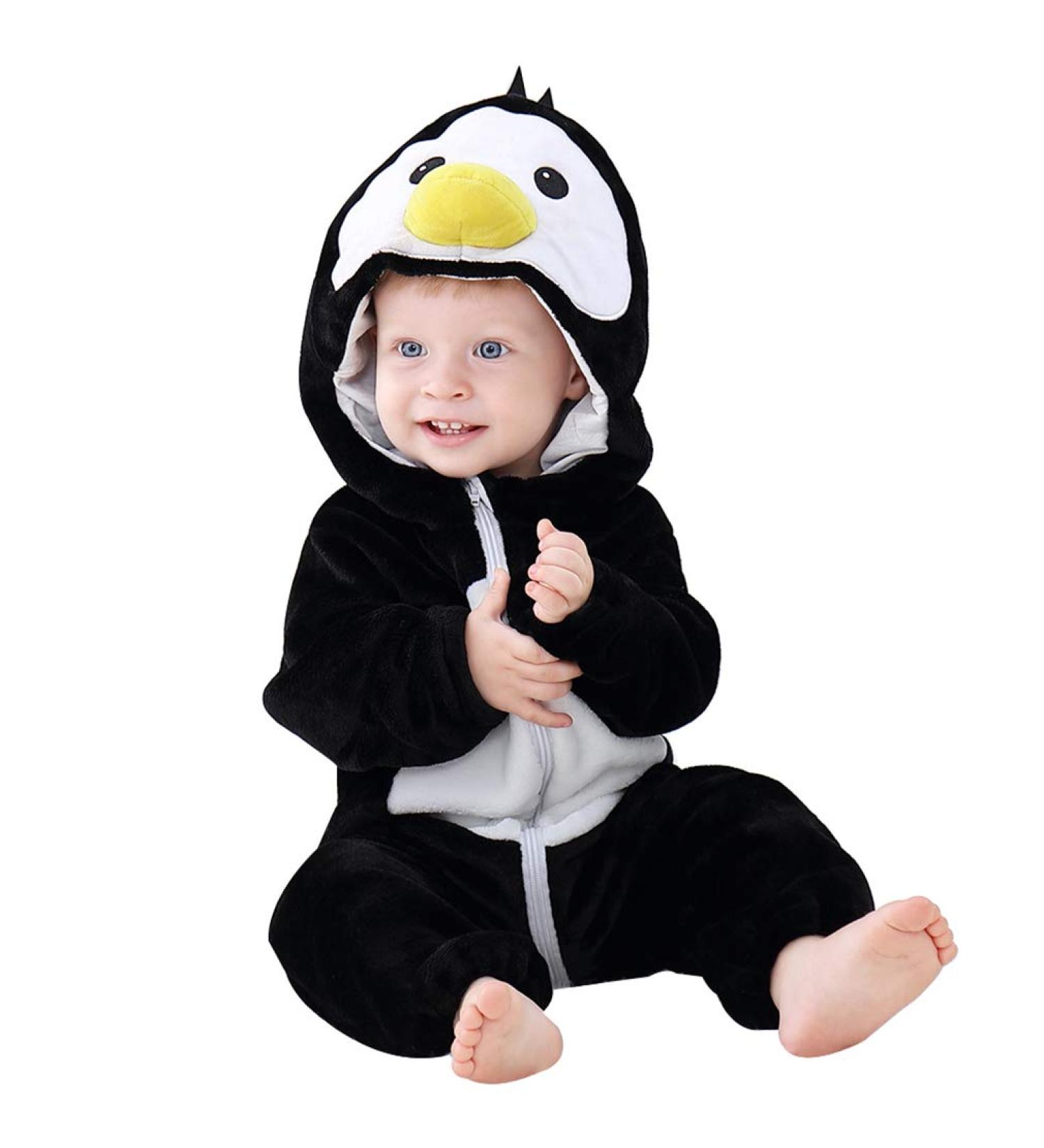 COOKY.D Unisex Winter Animal Hooded Baby Romper | Black Bird | 6-12 Months - Buy Online on GoSupps.com