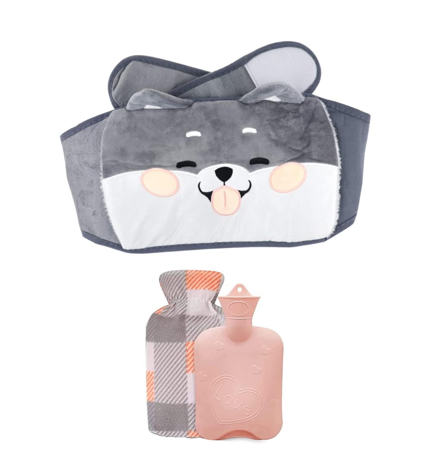 Stickerboy Hot Water Bottle PVC Pouch with Plush Cover - Hot Water Bag for Neck, Shoulders, Back & Abdomen - Buy Online on GoSupps.com