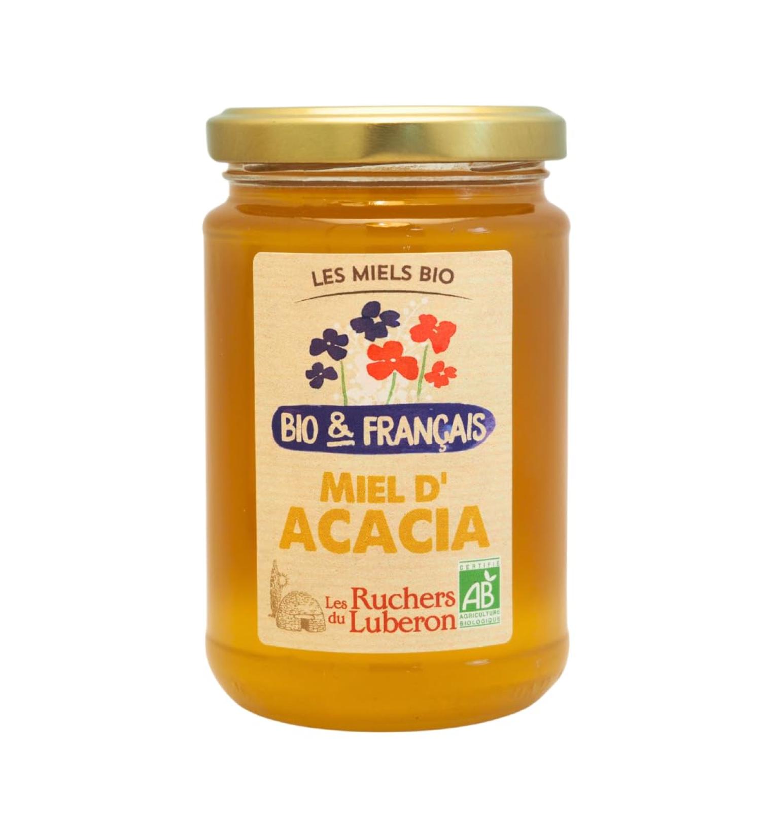 Les Ruchers du Luberon - Organic & French Acacia Honey 400g - 100% Organic - 100% Natural - Naturally Liquid - Unfiltered - Unpasteurized - Buy Online on GoSupps.com