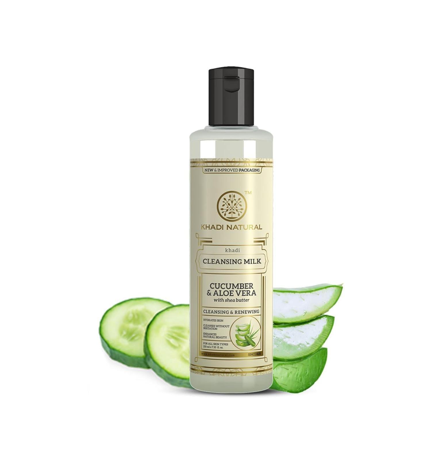 Natural Cucumber and Aloe Vera Cleansing Milk Makeup Remover with Shea and Kokum Butter All Skin Types 7.10 fl oz - 210ml - Buy Online on GoSupps.com