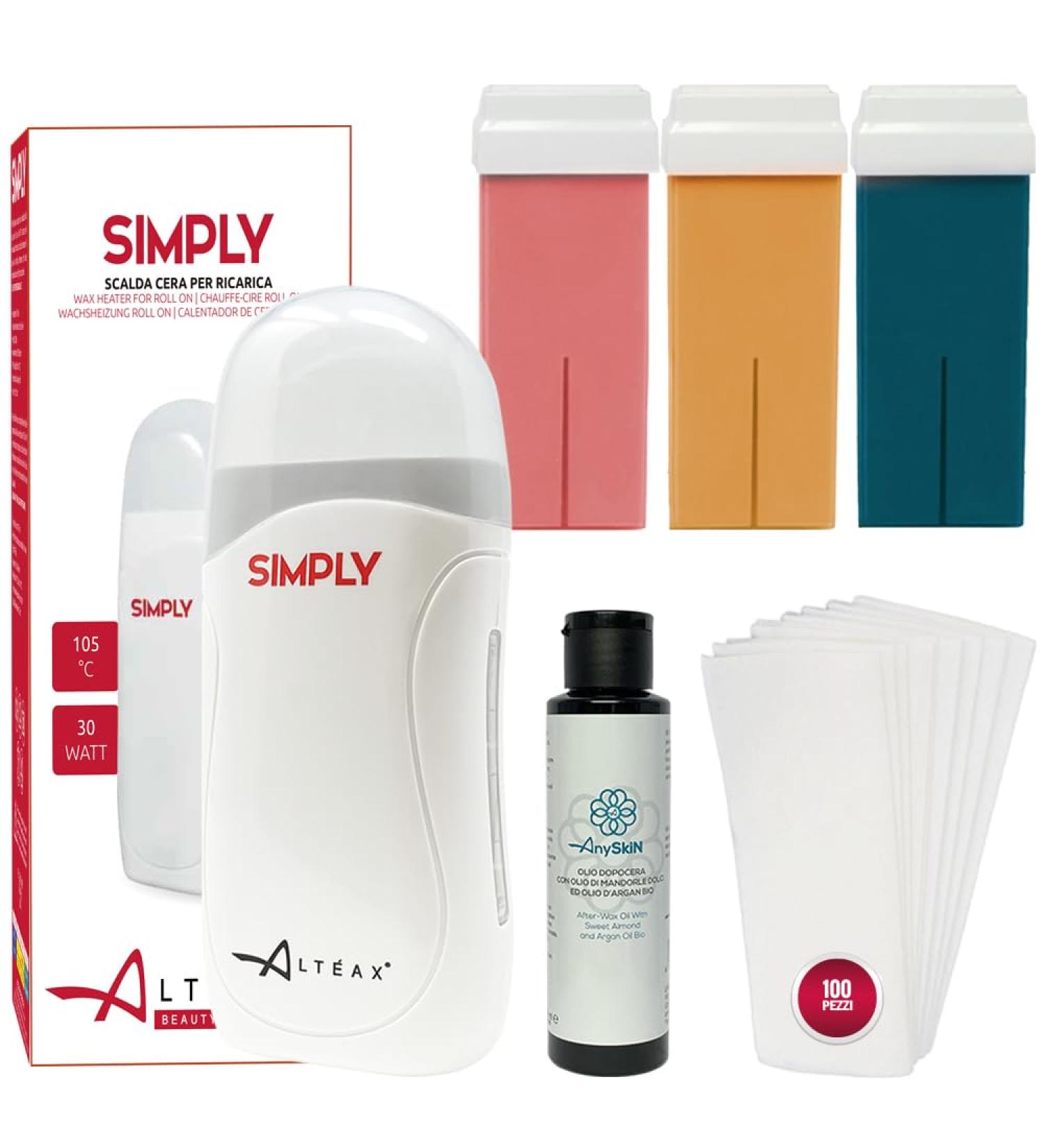 ANYSKIN Epilation Kit - Roller Wax Warmer 3 Roller Refillers After Wax & 100 Strips for Smooth Skin - International Shipping - Buy Online on GoSupps.com