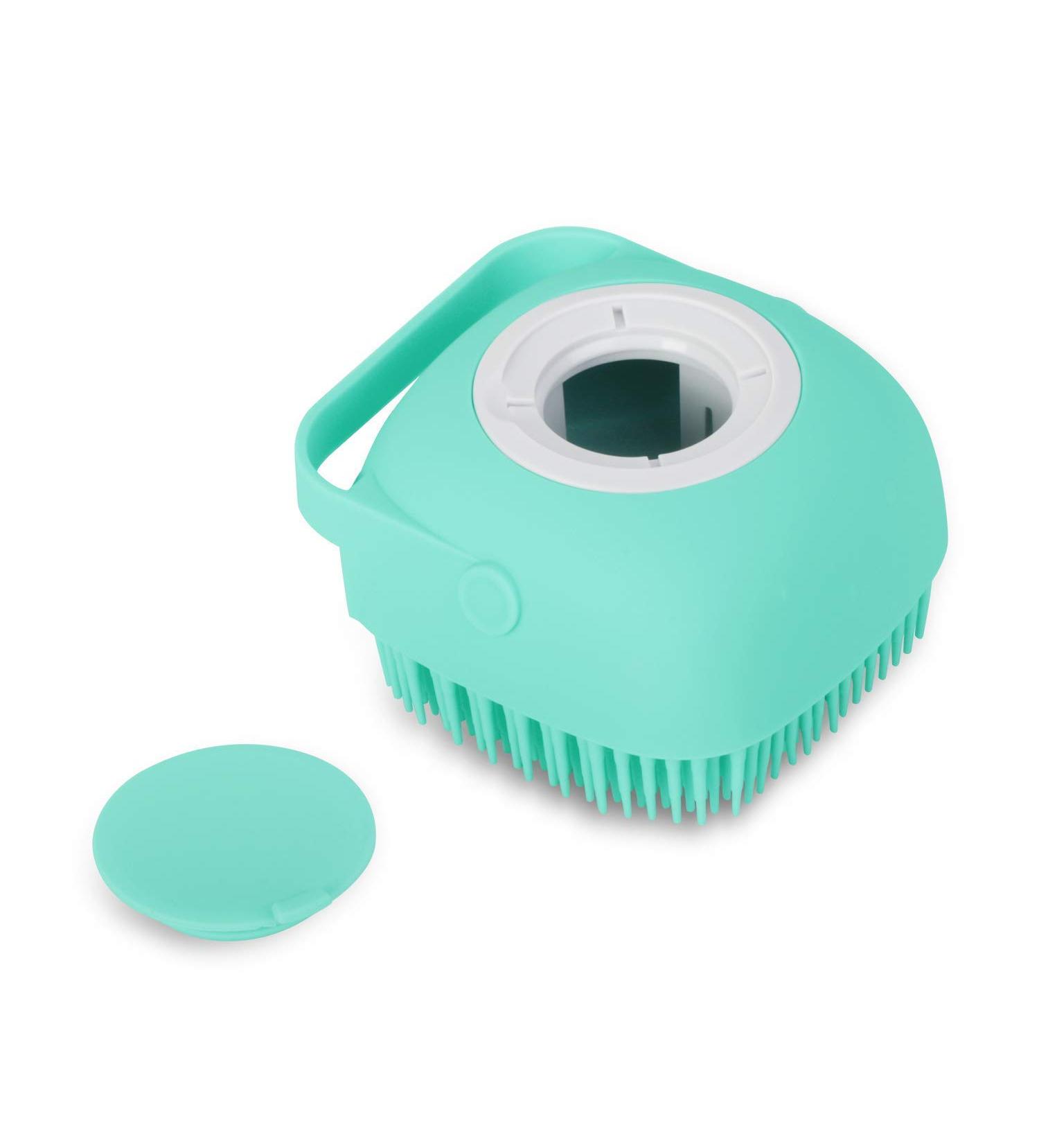 2-in-1 Exfoliating Silicone Body Scrubber and Shampoo Brush with Soap Dispenser - Scalp Massager for Women, Men, Children - Long-Lasting Lather - Blue - Buy Online on GoSupps.com
