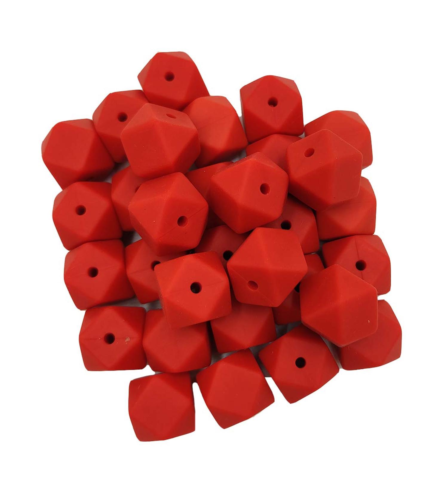 50pcs 14mm Mandarin Red Silicone Hexagon Pearl Beads for DIY Mom Jewelry Making - Buy Online on GoSupps.com