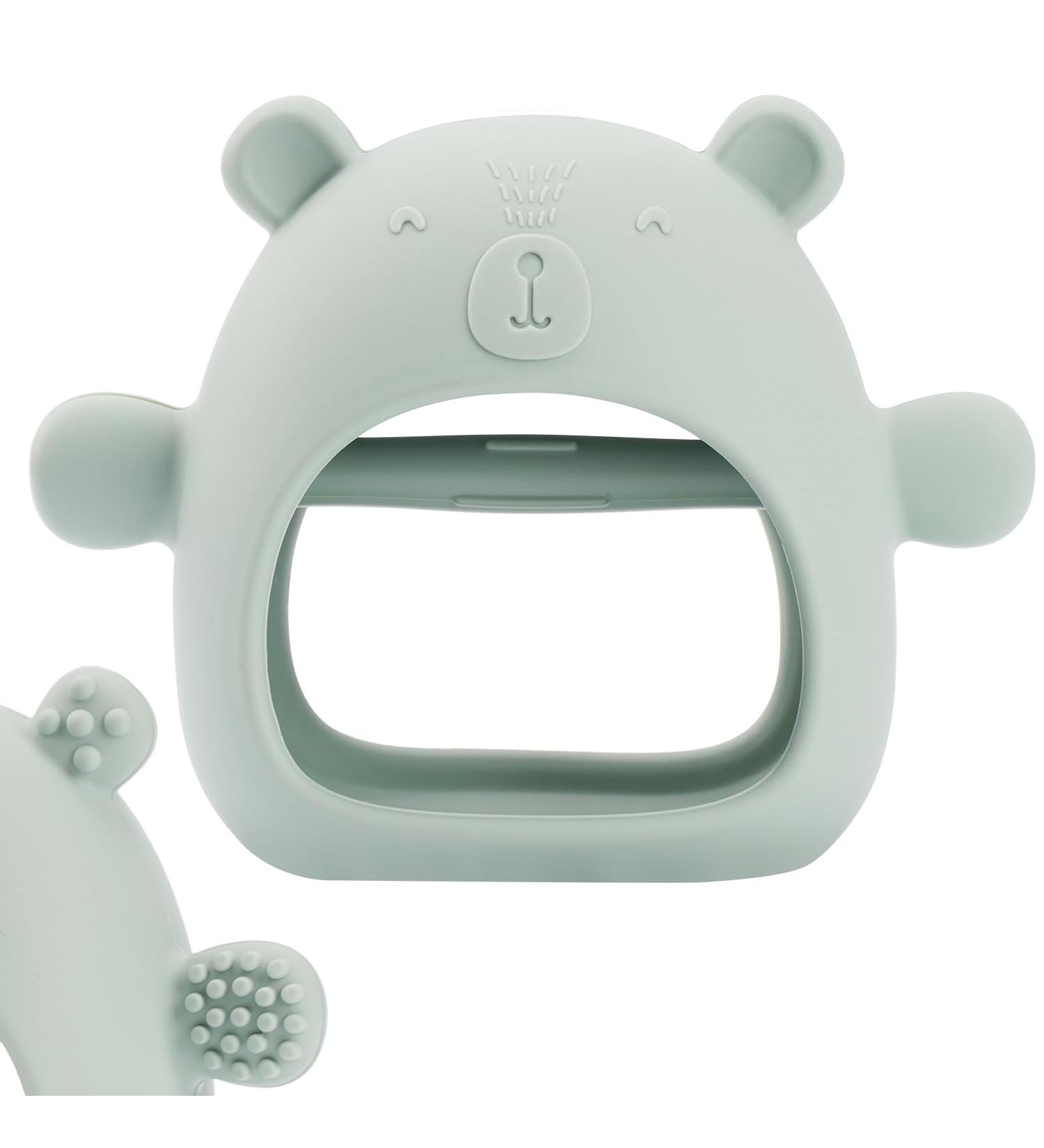 AEOLZ Silicone Baby Teething Mitten Toy for Babies 3+ Months | BPA Free Green Teether for Soothing Sore Gums and Anti-Drop Design - Buy Online on GoSupps.com