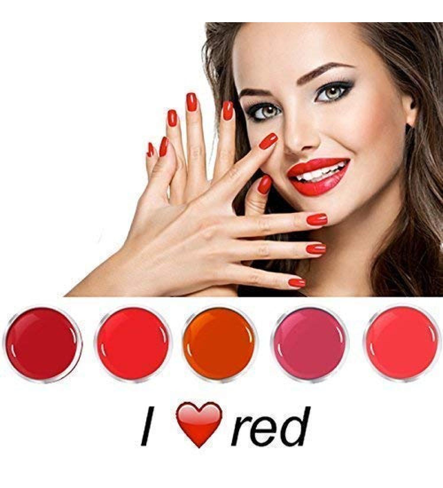 EuBeCos I Love Red color gel set 5 x 5 ml in STUDIO HIGH END QUALITY MADE IN GERMANY!