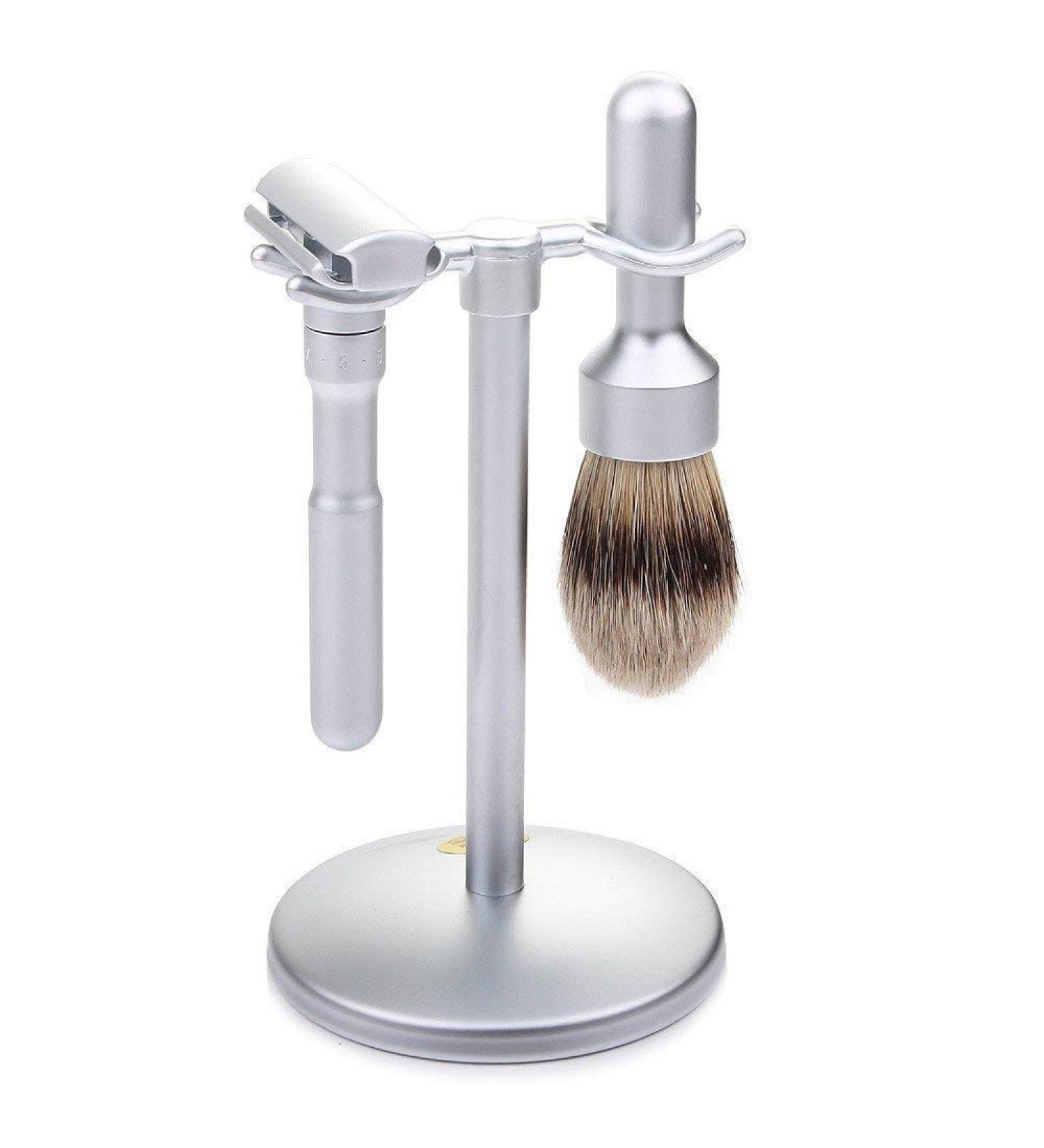 Merkur Futur 3-Piece Shaving Set - Matt Satin Finish | No Blades Included - International Shipping Available - Buy Online on GoSupps.com