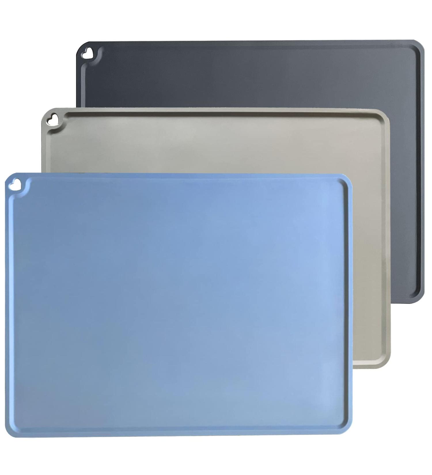 Non-Slip Silicone Placemats for Kids - 3 Pack, Heat Resistant & Washable - Blue,Grey,Brown - Buy Online on GoSupps.com