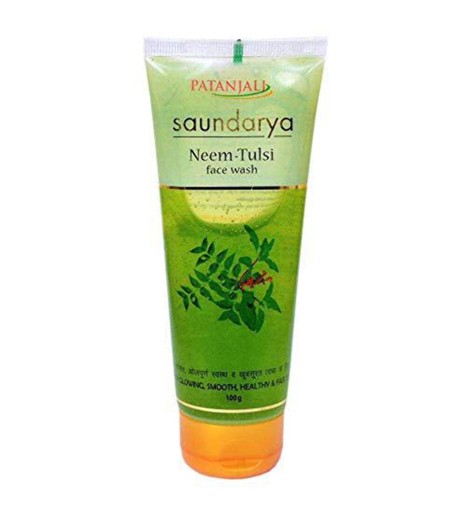 Patanjali Saundarya Neem-Tulsi Face Wash 100g - Natural Cleanser for Clear and Radiant Skin - Buy Online on GoSupps.com