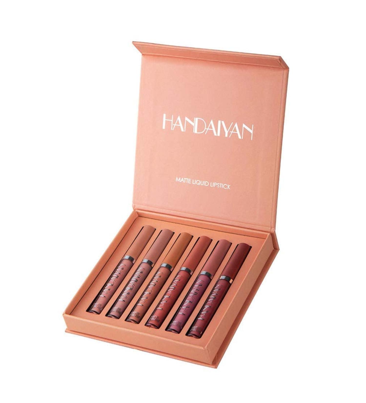 Dulele 6-Piece Velvety Matte Lip Gloss Set - Waterproof Durable Liquid Lipstick | Non-Stick Cup Makeup Cosmetics (Color A) - Buy Online on GoSupps.com