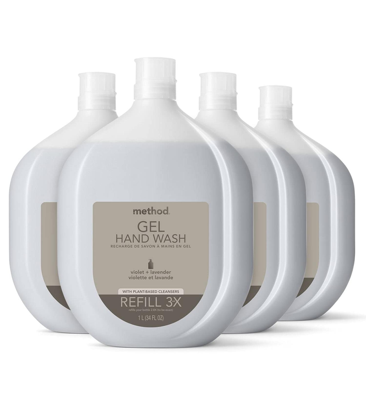 Method Premium Gel Hand Soap Refill - Lavender + Violet, 34 fl oz (Pack of 4) | Biodegradable Formula | Recyclable Bottle - Buy Online on GoSupps.com