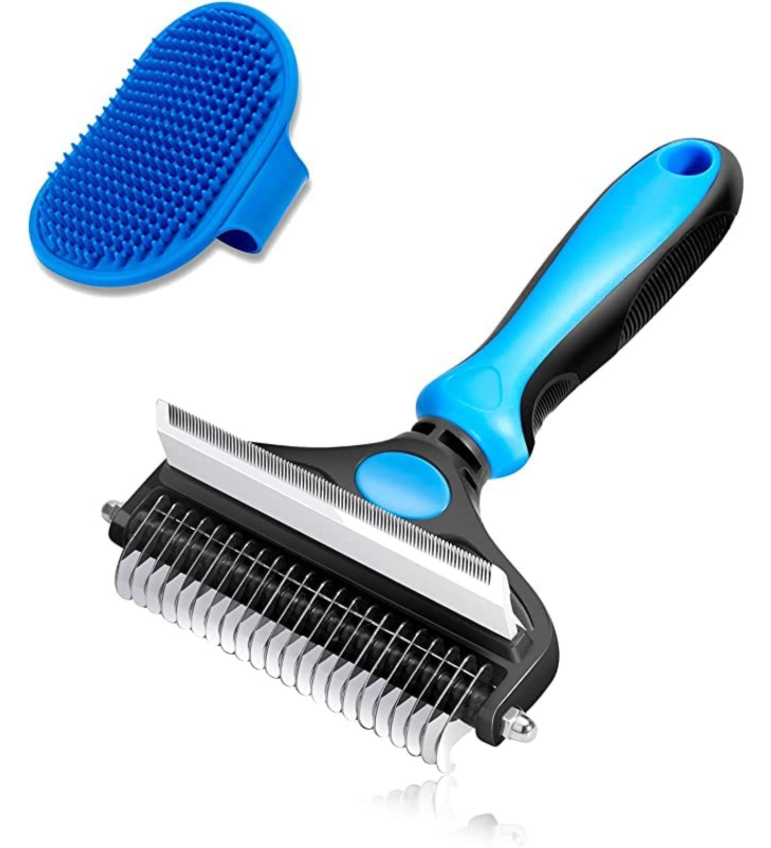 CGBE Double-Sided Undercoat Rake for Dogs & Cats - Shedding Comb and Dematting Tool - Large-Blue - Buy Online on GoSupps.com