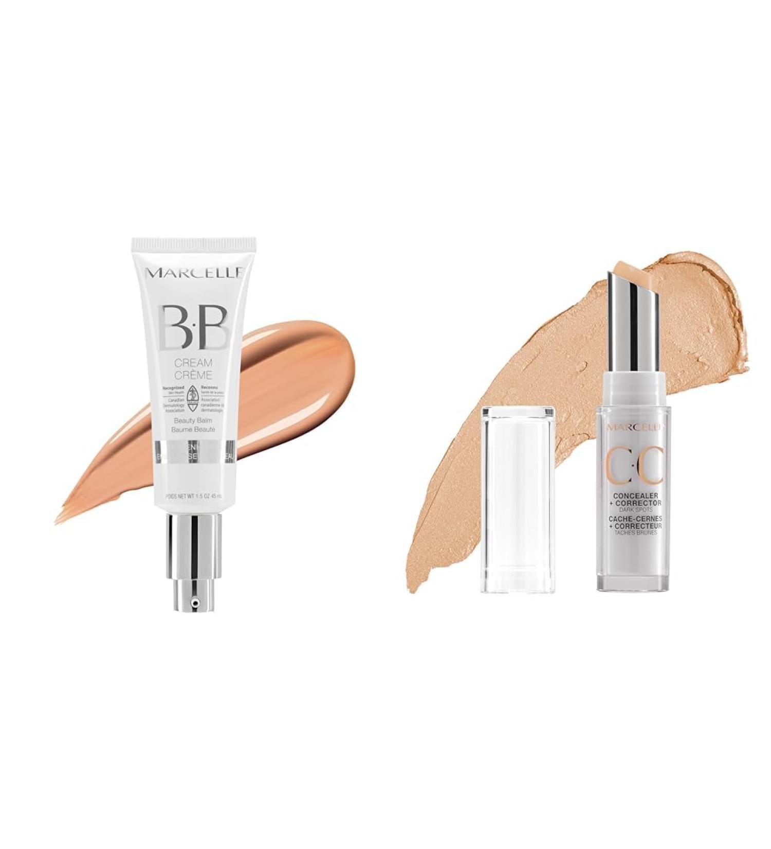 Marcelle BB Cream Beauty Balm Light to Medium Tinted Moisturizer & CC Concealer + Corrector Light to Medium - Buy Online on GoSupps.com