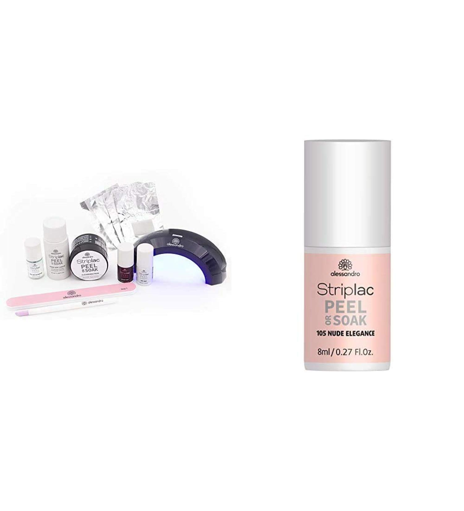 Alessandro Striplac Peel or SAK Starter Kit - Perfect Nails in 15 Minutes | LED Nail Polish Set - Velvet Red & Nude Elegance | 8ml - Buy Online on GoSupps.com
