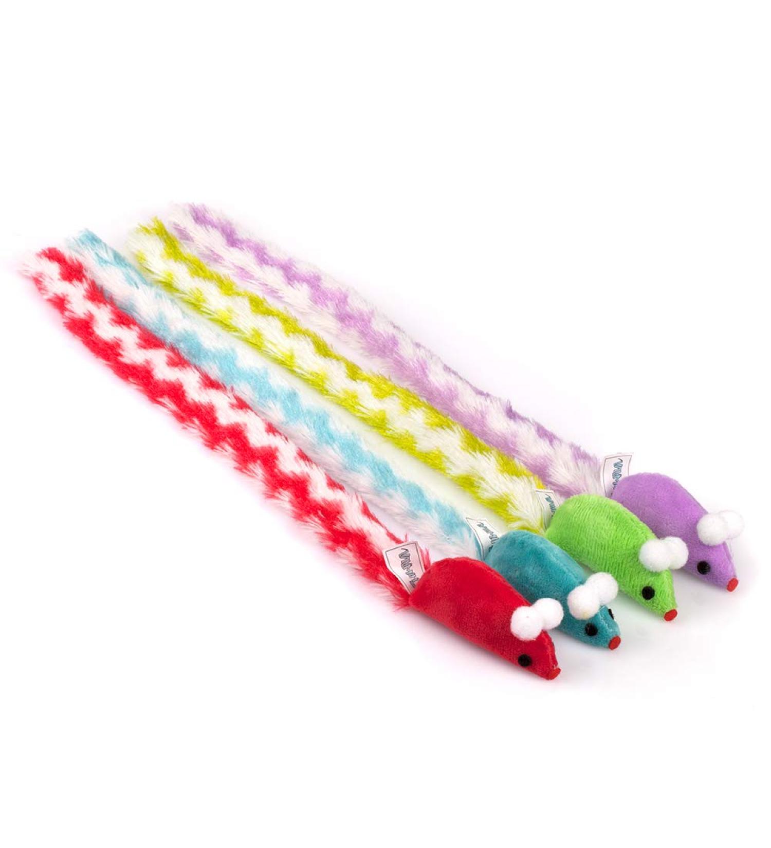Chiwava 4 Pack Soft Plush Cat Mice Toys - 15 Inch Rattling Interactive Rustling Activity for Cats - Buy Online on GoSupps.com
