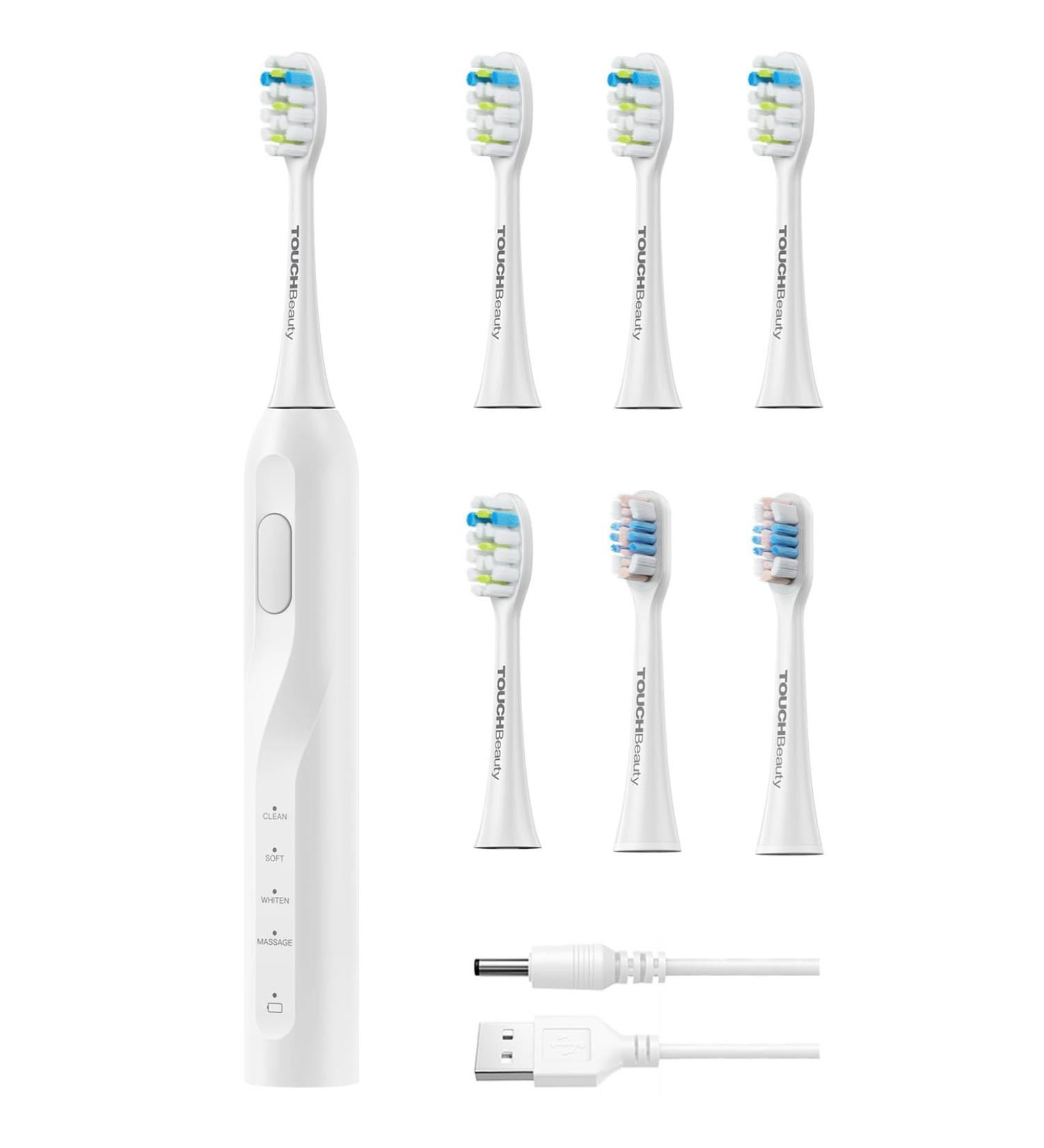 Brosse   Dents lectrique Sonique Touchbeauty - 6 T tes 4 Modes IPX7 tanche - Blanc - Buy Online on GoSupps.com