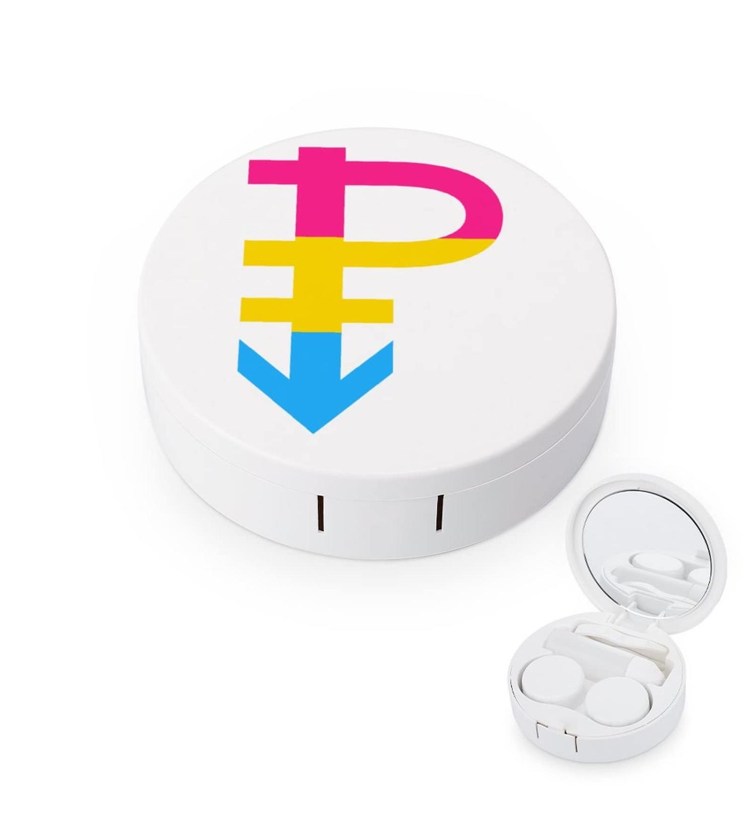 Pansexual Pride Rainbow Flag Round Case For Contact Lens Kit Storage Box with Mirror Printed - Buy Online on GoSupps.com