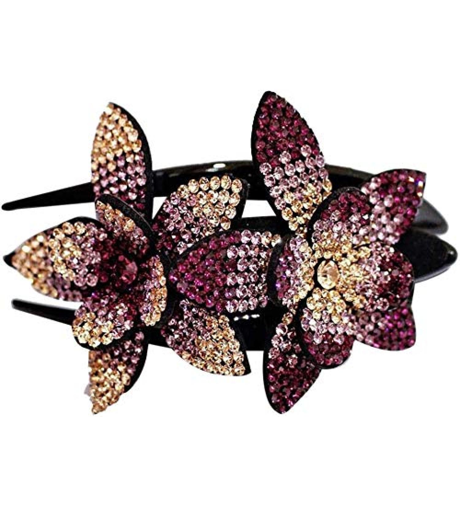 Strass Double Flower Hair Clip - Durable & Flexible Pearl Design | Fashion Swallow Tail Hair Clamps for Women - Buy Online on GoSupps.com