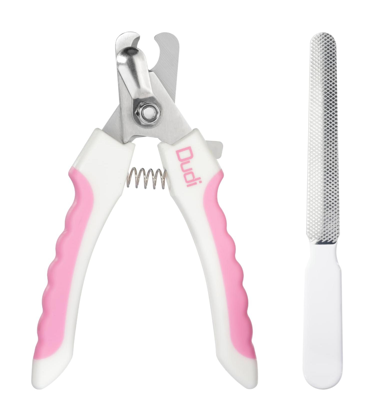 Dudi Pet Claw Scissors for Dogs Cats Rabbits & Guinea Pigs - Safe Nail Scissors Set with Claw Grinder - Large White/Pink - Buy Online on GoSupps.com