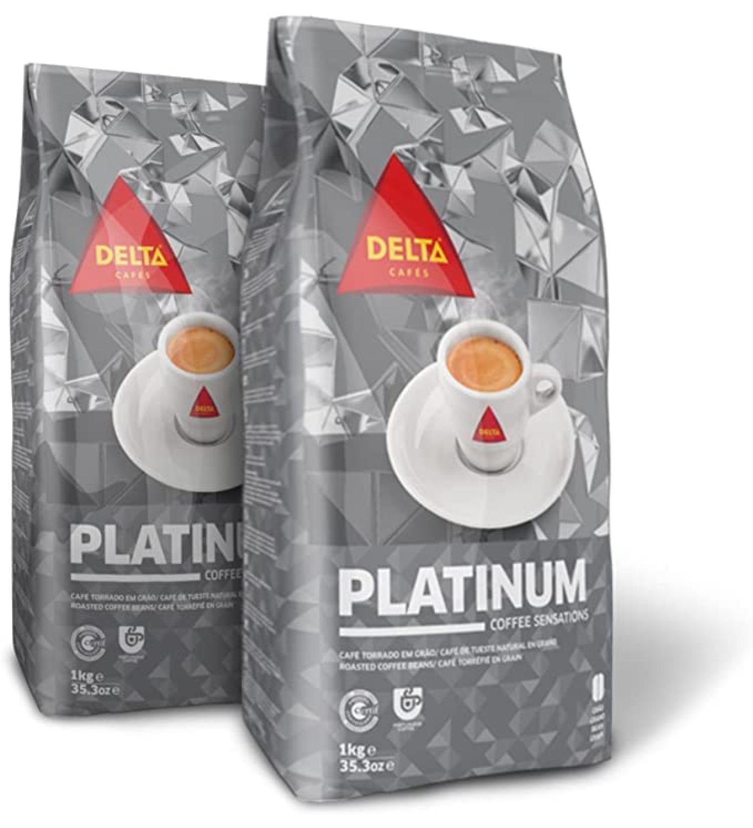 Delta Caf s Platinum Coffee Beans - 2kg Intensity 8 - Full-Bodied Aromatic Arabica Blend with Ripe Fruit Notes - International Shipping Available - Buy Online on GoSupps.com