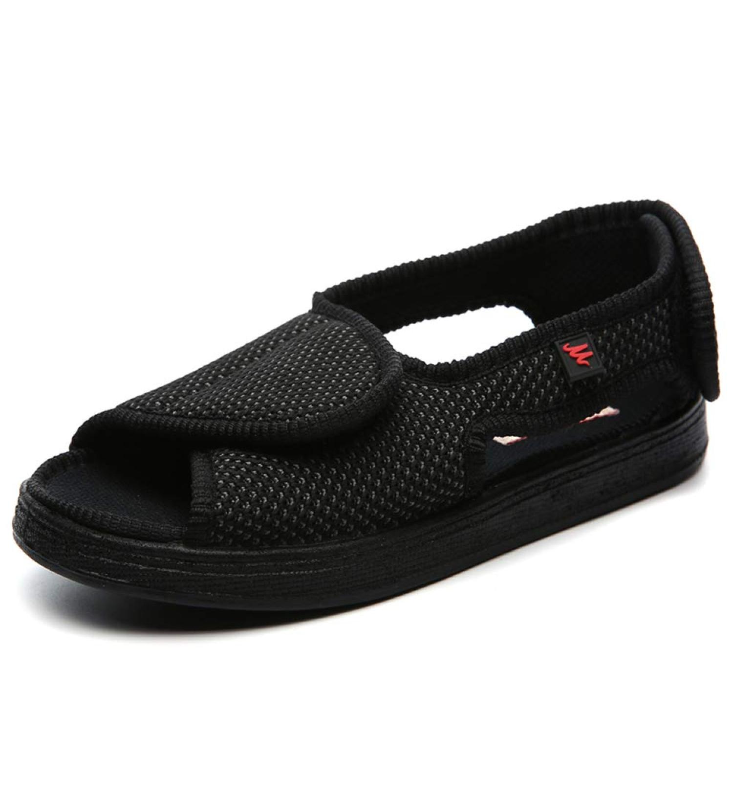 Men's Breathable Diabetic Slippers - Extra Wide Width Adjustable Sandals for Elderly - Indoor/Outdoor House Shoes - Size 12 Black - Buy Online on GoSupps.com
