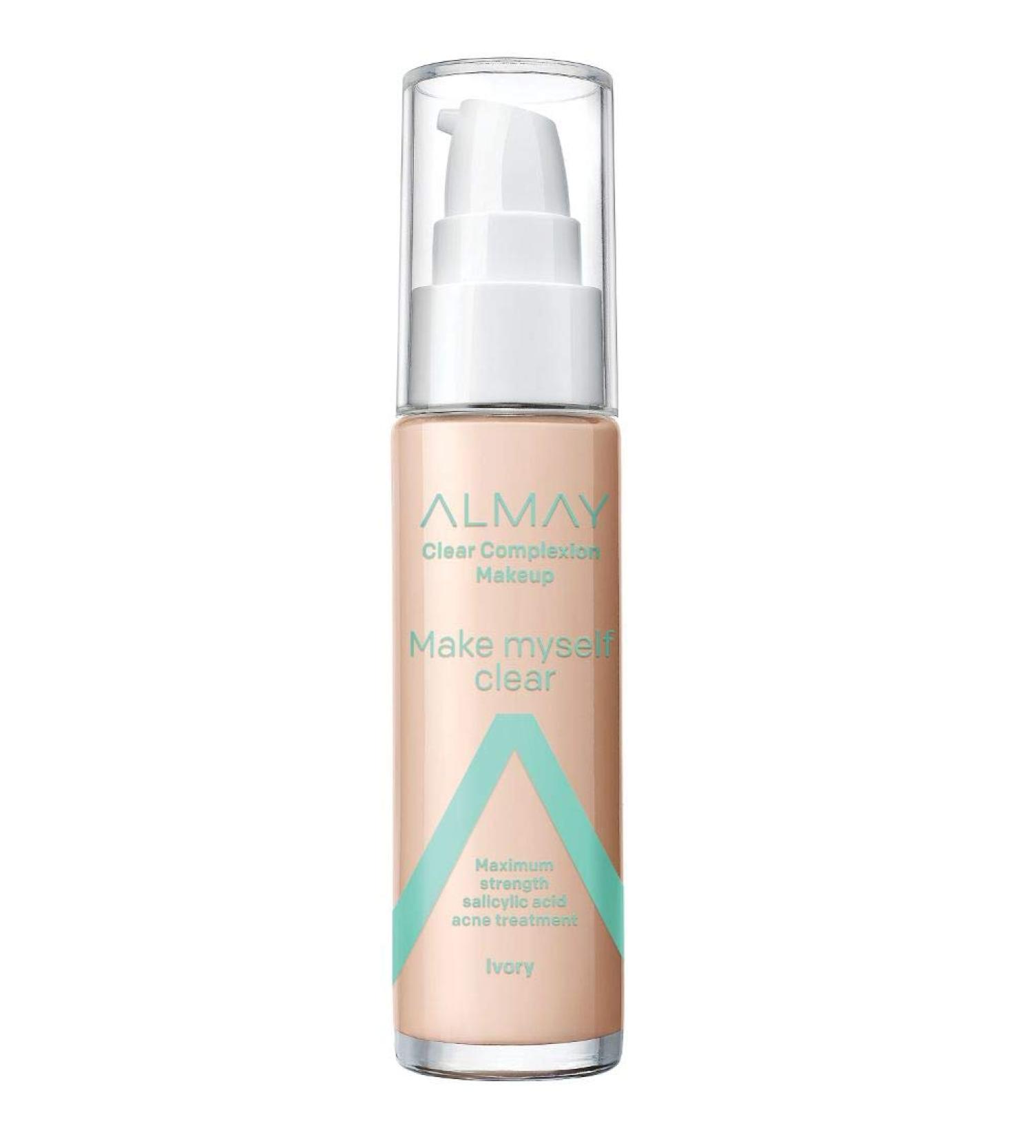 Almay Acne Face Makeup with Salicylic Acid and Skincare Ingredients, Matte Finish, Hypoallergenic, Cruelty-Free, Dermatologist Tested - 100 Ivory 1 Oz - Buy Online on GoSupps.com