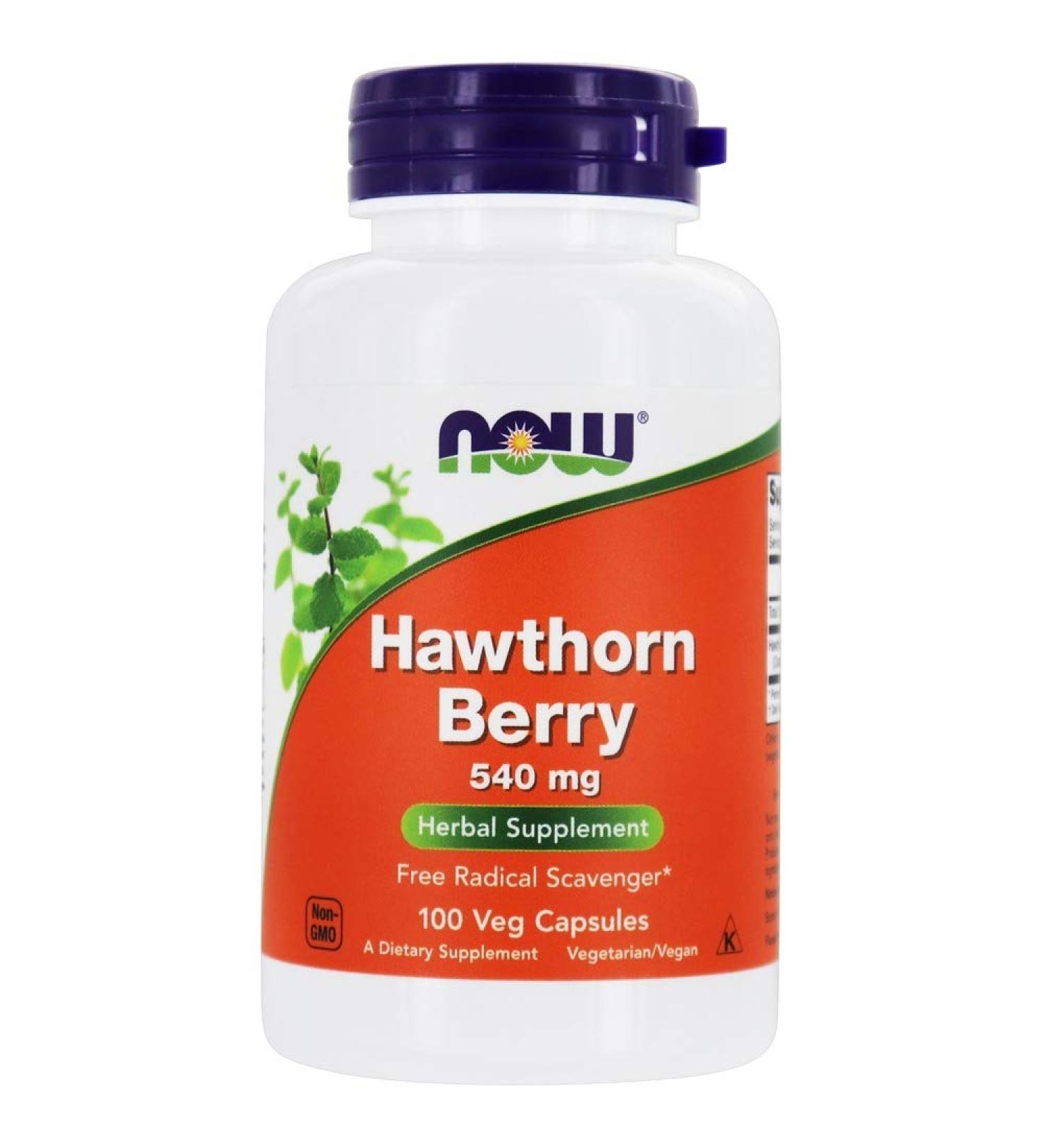 NOW Hawthorn Berry 540mg Veg Capsules - 100 Count (Pack of 4) | Heart Health Support - Buy Online on GoSupps.com
