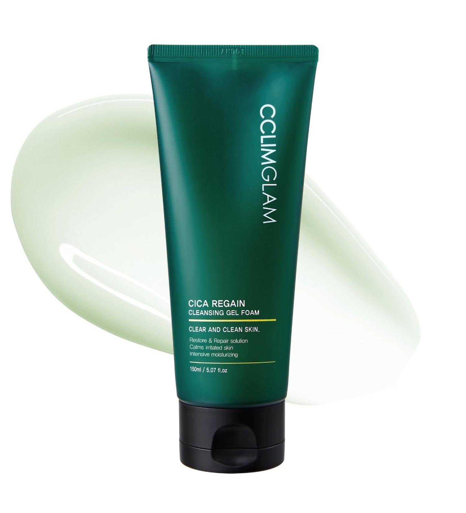 CCLIMGLAM CICA Regain Cleansing Gel Foam 150ml(5.07Fl.Oz) Vegan Mild Skin Barrier Cleanser for Sensitive Pore and Sebum Care Calming Soothing Effect Clean Beauty Korean Skin Care - Buy Online on GoSupps.com