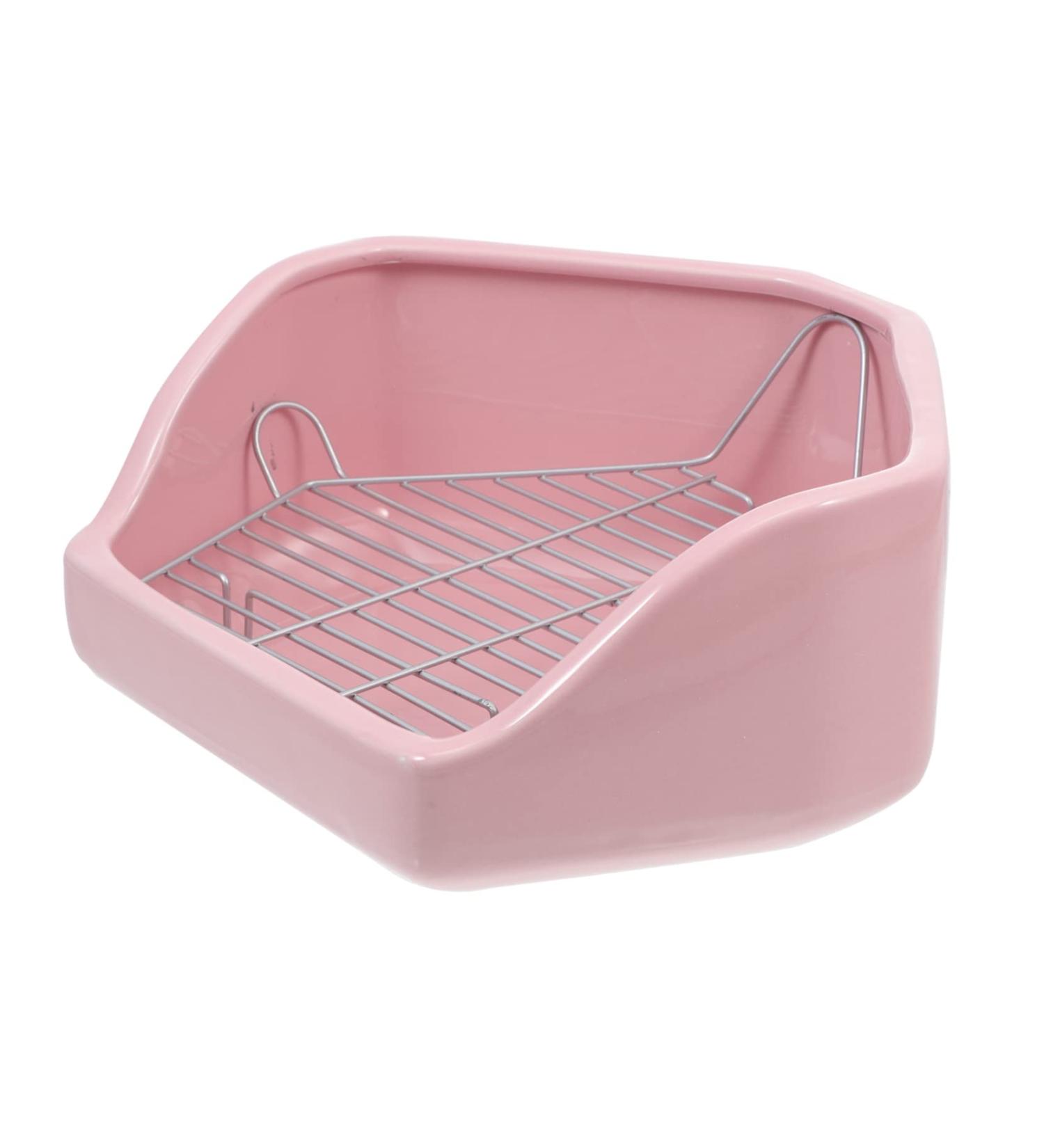 BESPORTBLE Rabbit Toilet Oversized -Tipping Toilet Pet Toilet Supply -Tipping Toilet for Bunny Hamster Toilet Bunny Toilet Rabbit Potty Pet Training Corner Pet Training Toilet 30X26X12.5cm Pink - Buy Online on GoSupps.com