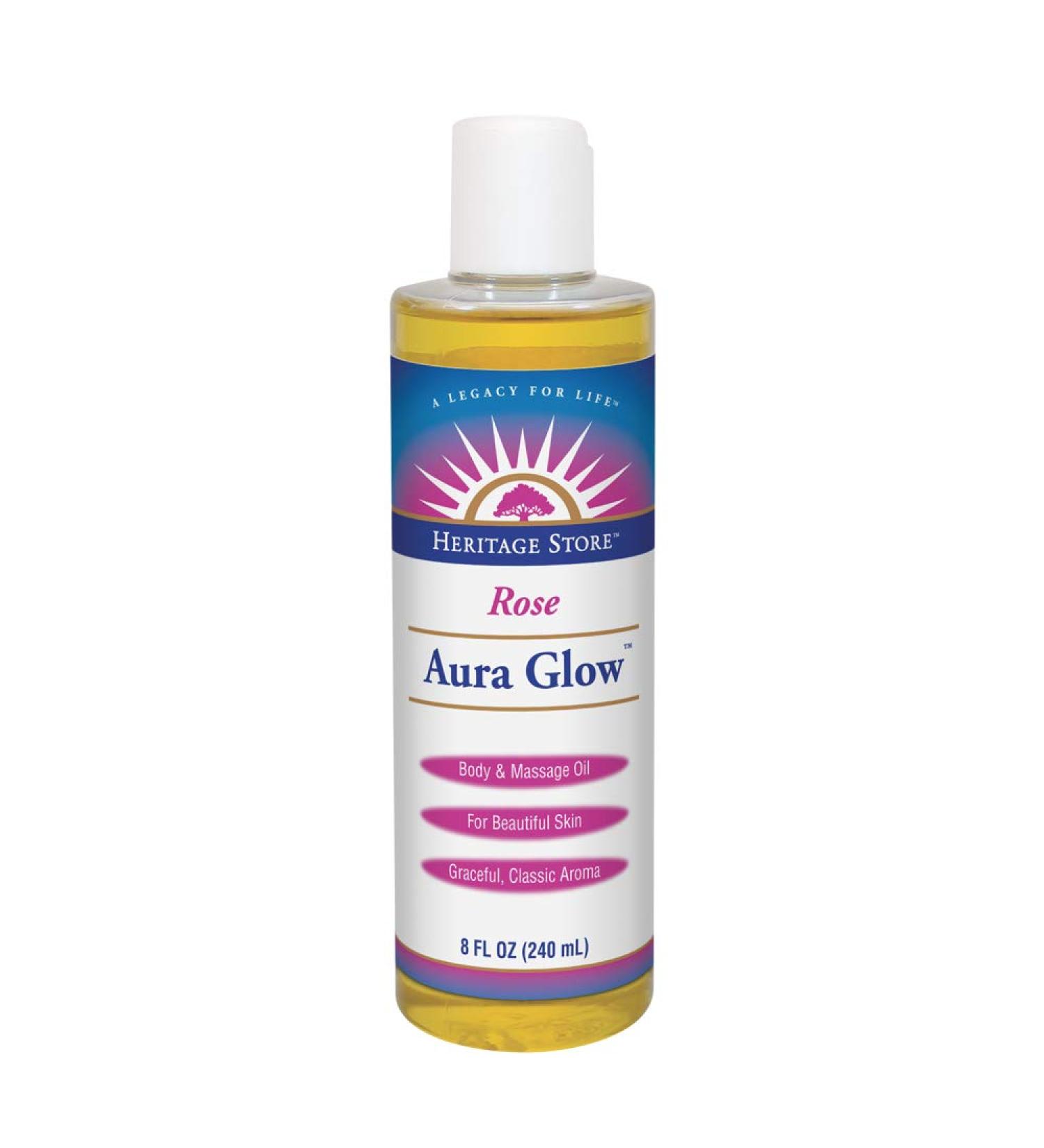 Heritage Store Aura Glow Rose - 8 fl oz (240 ml) - Natural Radiance & Hydration - Buy Online on GoSupps.com