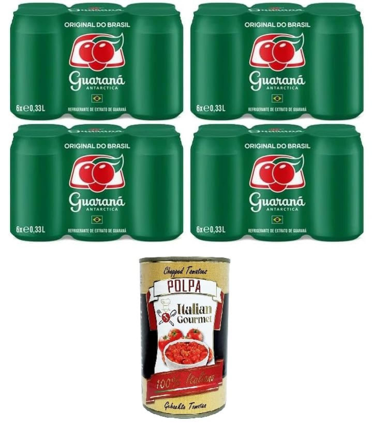 Antarctica Guarana Original do Brasil Original Guarana from Brazil Refreshing drink with an unforgettable taste 24 x 33 cl +Italian Gourmet Polpa 400 g - Buy Online on GoSupps.com