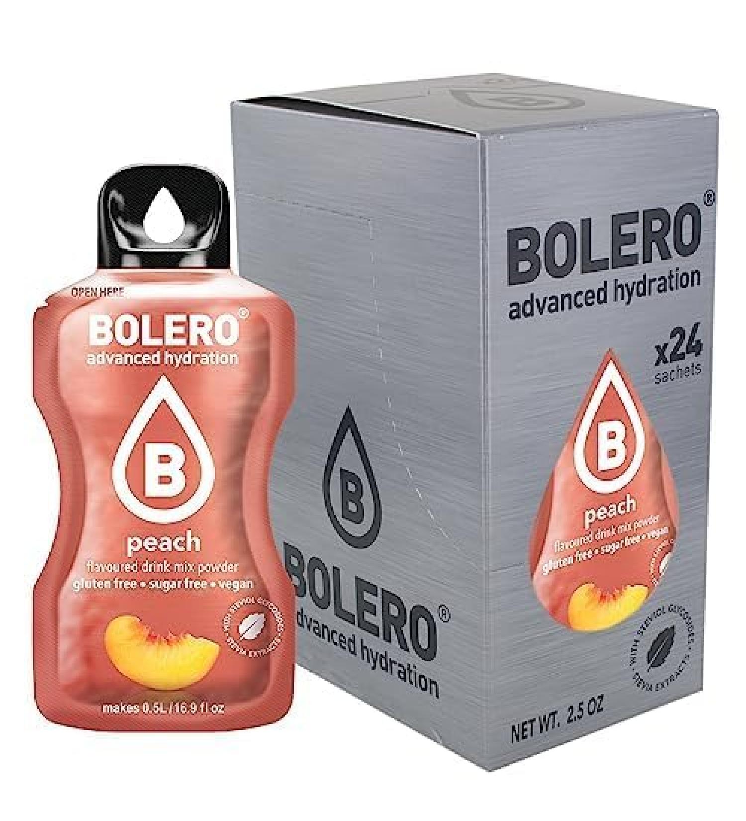 Bolero PEACH 24x3g | Sugar Free Powdered Juice Sweetened with Stevia + Vitamin C | for Kids & Sports | Gluten Free Vegan | P - Buy Online on GoSupps.com