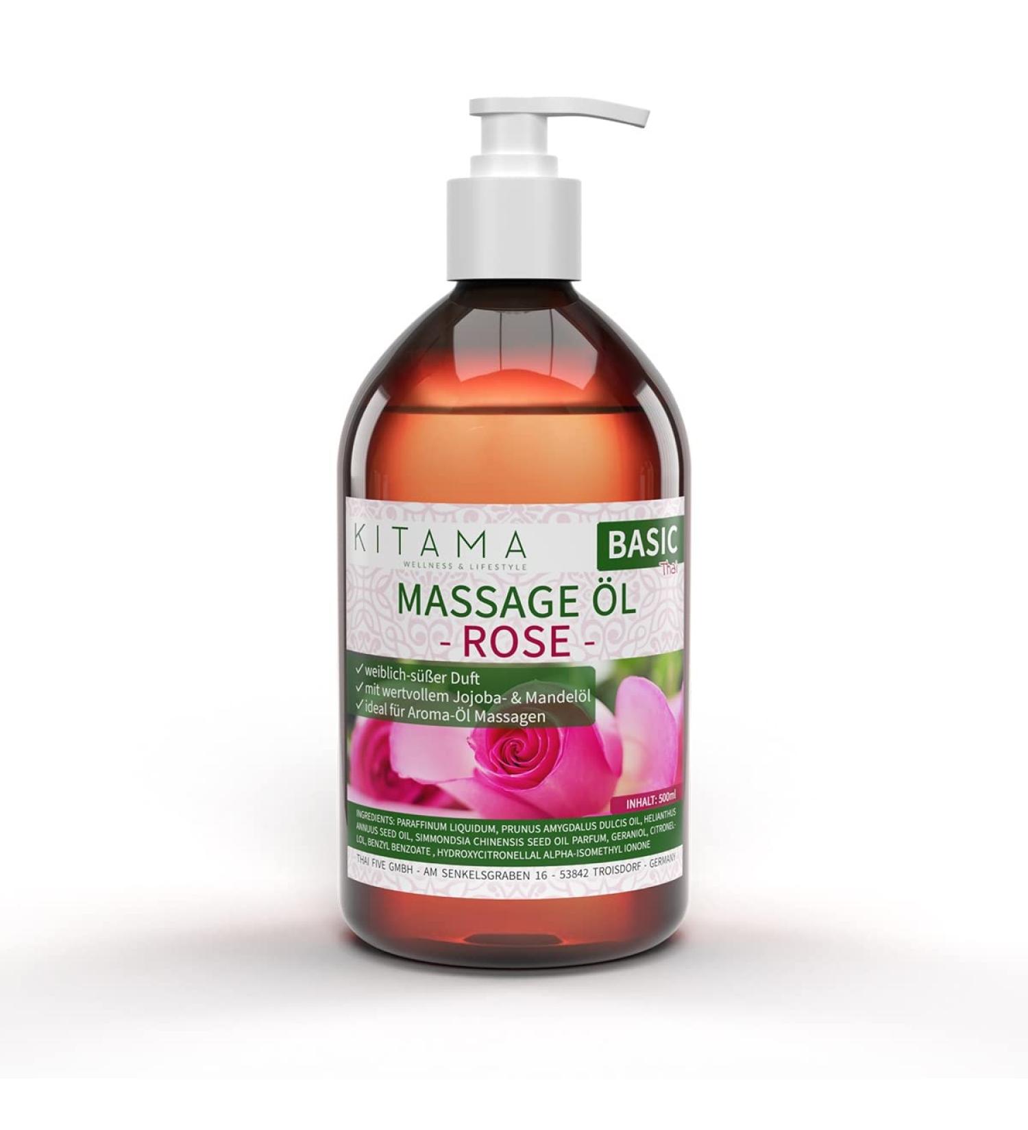 KitaMa Aroma Rose Massage Oil - Nourishing Body Care Oil for Relaxation | 500ml Thai Massage Oil (1 Pack) - Buy Online on GoSupps.com
