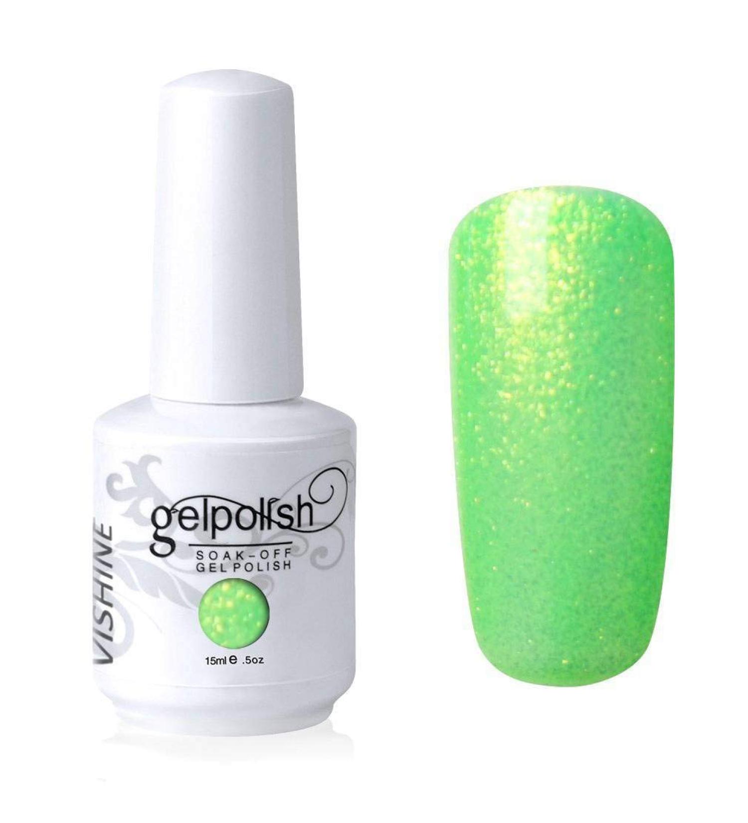 Vishine Gel Polish Nail Art Soak-off UV LED Nail Gel Polish Diy Manicure Pearl Lawngreen #605 - Buy Online on GoSupps.com