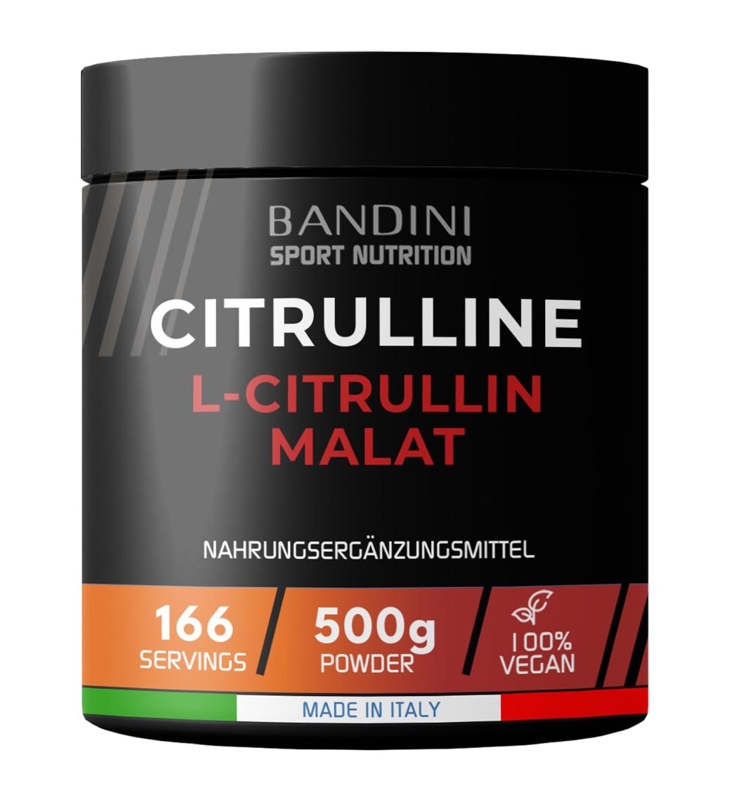 Buy Bandini L-Citrullin Malat 2:1 500g Powder - Premium Vegan Citrulline Malate Supplement for Muscle Building | 3G Per Dose | Tasteless Pre Workout Formula - Buy Online on GoSupps.com