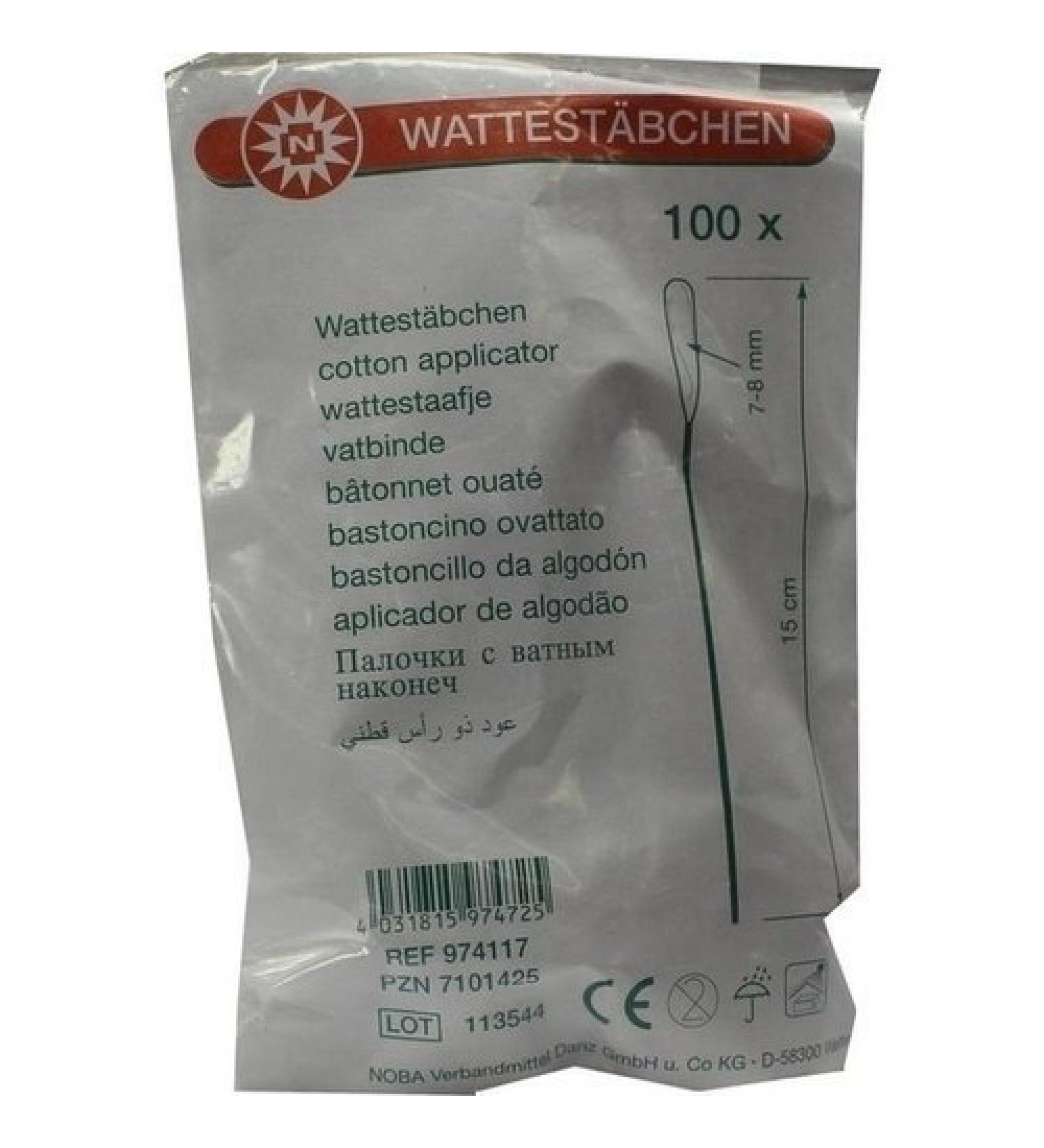 COTTON SWABS wood 15 cm 7-8 mm with cotton head 100 pcs by NOBAMED Paul Danz AG