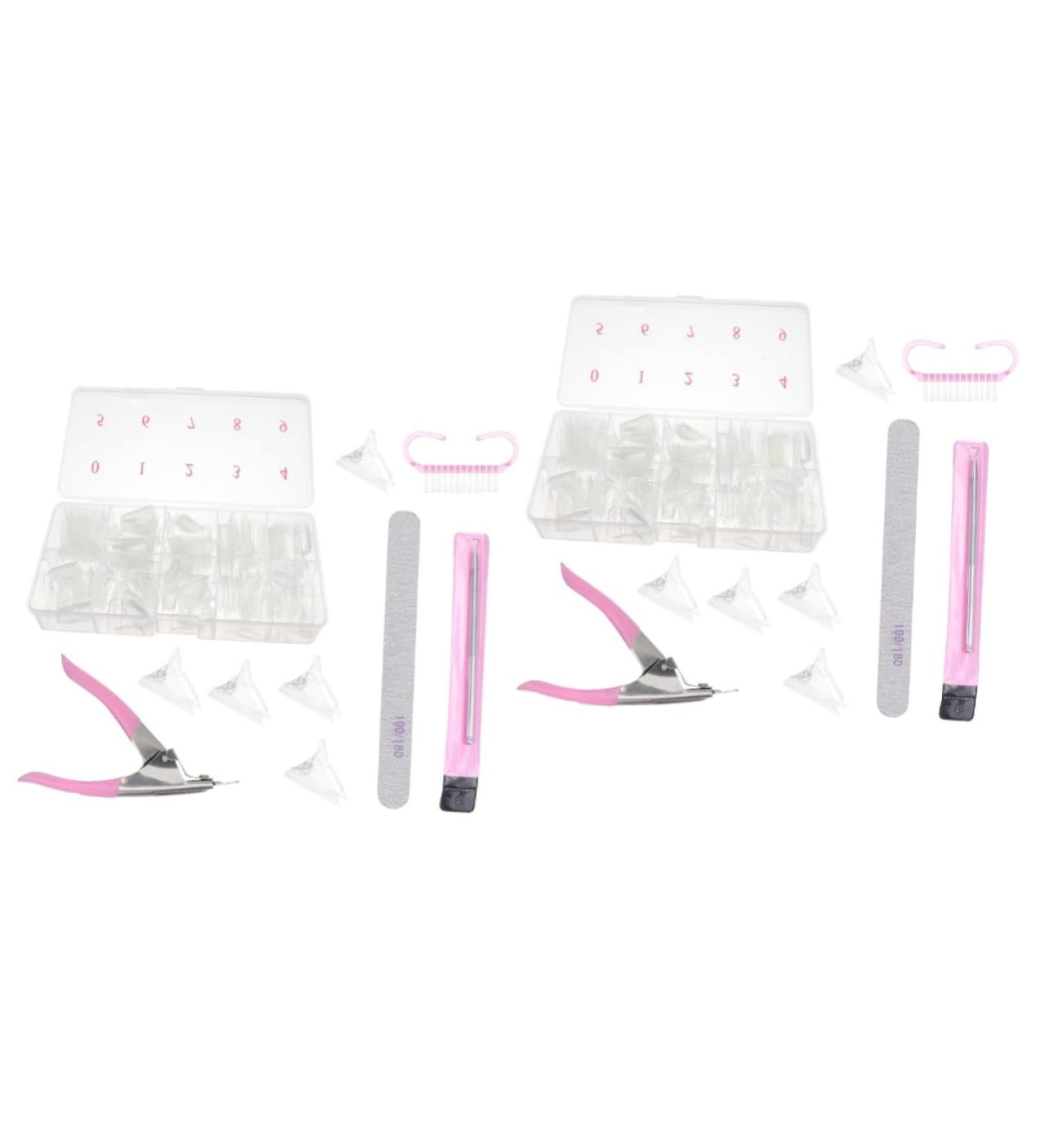 FOMIYES 2 Boxes Nail Art Box Nail File Buffer Coffin Nail Tips Clear Nail Tips False Nails Clear French Nails Long Fake Nails Nail Art Brush Nails Kits Postizas Manicure Glue Plastic - Buy Online on GoSupps.com