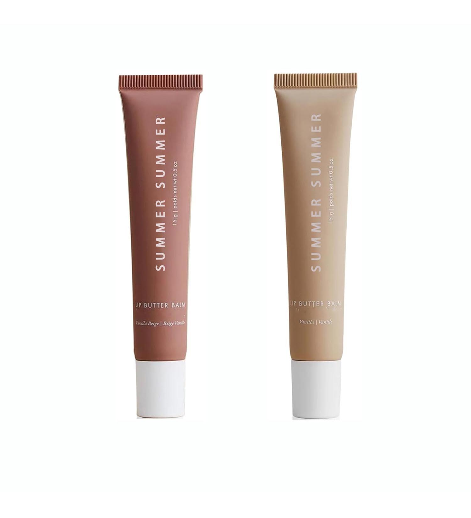 2 PACK Summer Summer Lip Butter Balm Lip Care on Friday for Moisture Shine and Conditioning Lip Gloss (Vanilla+Vanilla Beige 0.5oz) Vanilla+Vanilla Beige 1 Count (Pack of 2)