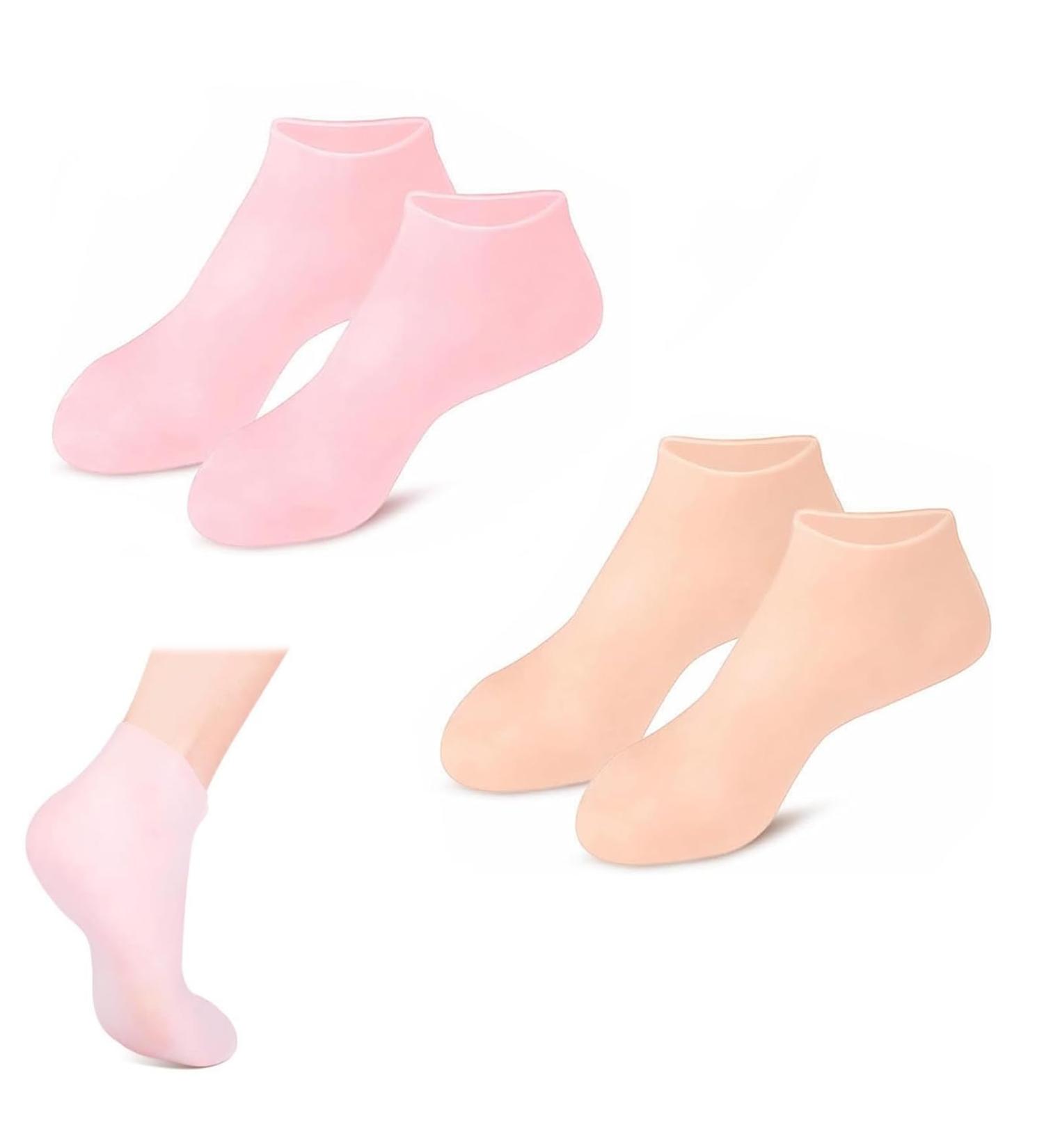 2 Pairs Moisturizing Socks Silicone Moisturizing Socks Anti Slip Aloe Socks for Dry Cracked Feet Women & Softening Dry Cracked Feet Rough Skins Calluses Spa Gel Socks Foot Care After Pedicure - Buy Online on GoSupps.com