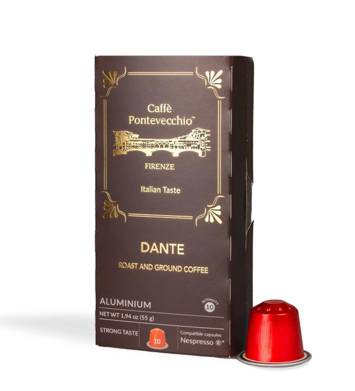 Caff Pontevecchio Firenze - DANTE coffee capsules - Intense taste - 100 compatible capsules - Buy Online on GoSupps.com