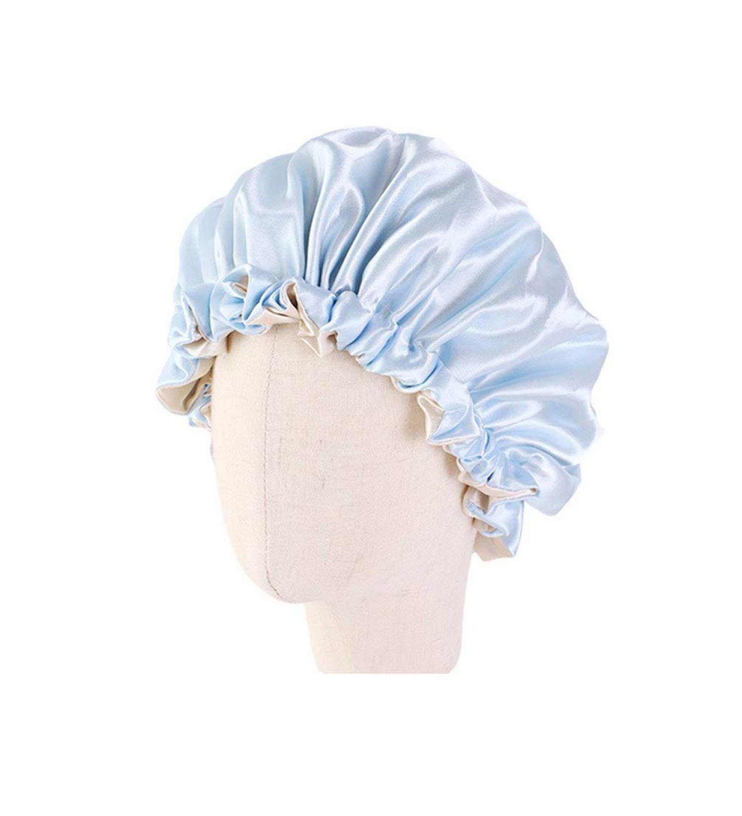 Minkissy Kids Satin Double-Layered Sleep Cap | Adjustable Night Hat for Baby Children | Toddler Sleep Bonnet in Sky-Blue - Buy Online on GoSupps.com