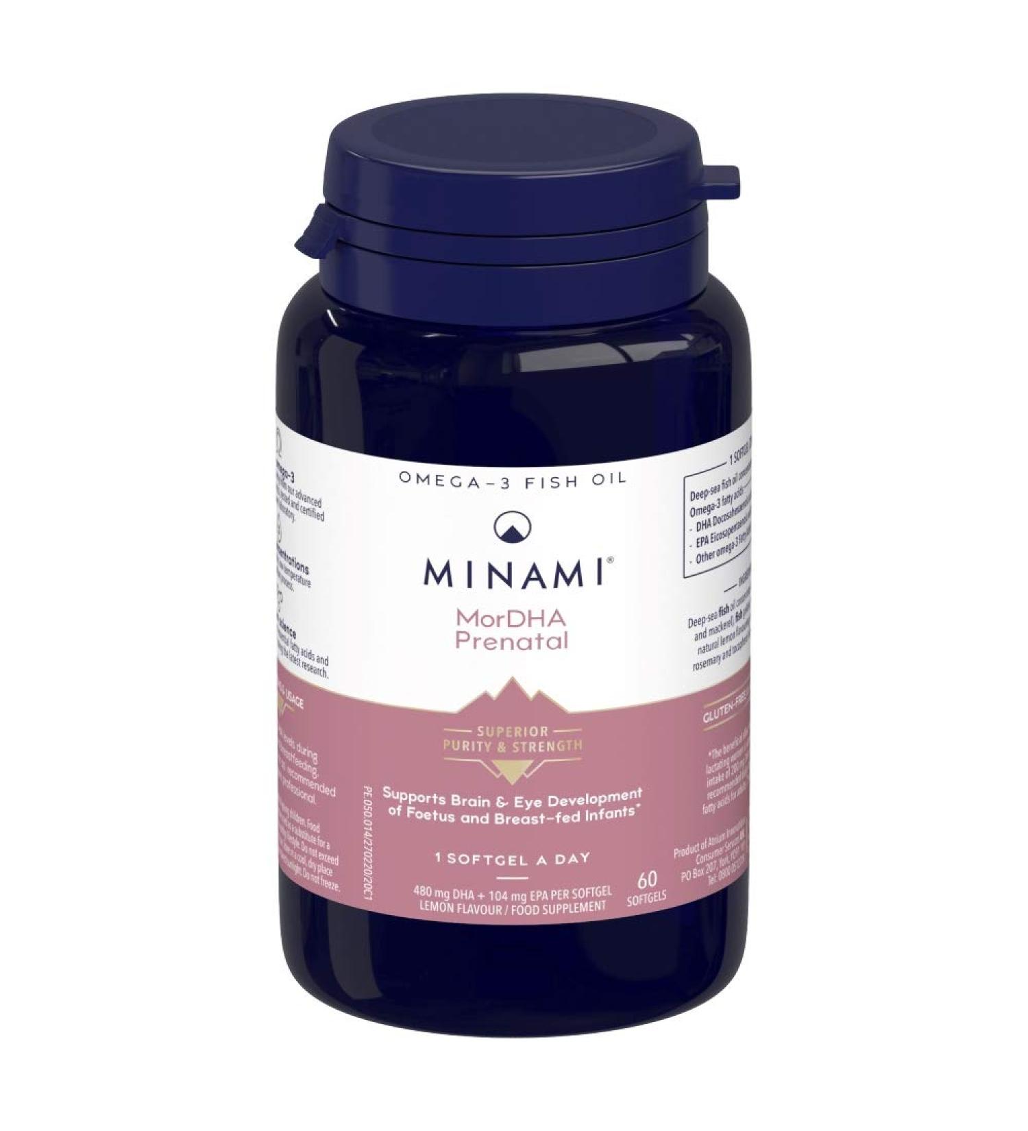 Minami MorDHA Prenatal Omega 3 Fish Oil Supplement - 60 Softgels for Brain and Eye Development in Pregnancy and Breastfed Infants - Buy Online on GoSupps.com